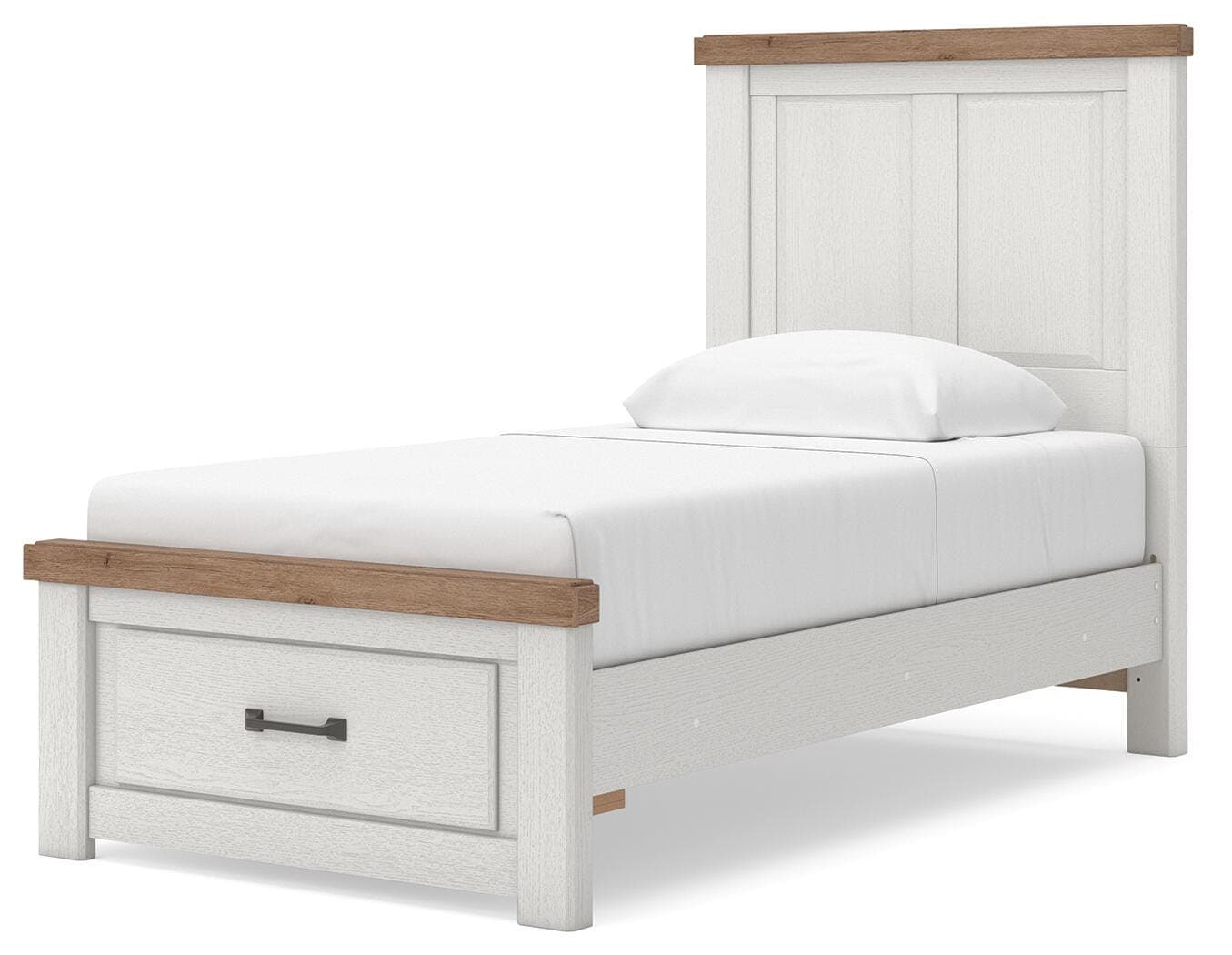 Savonport Twin Panel Storage Bed — White/Brown — view 7