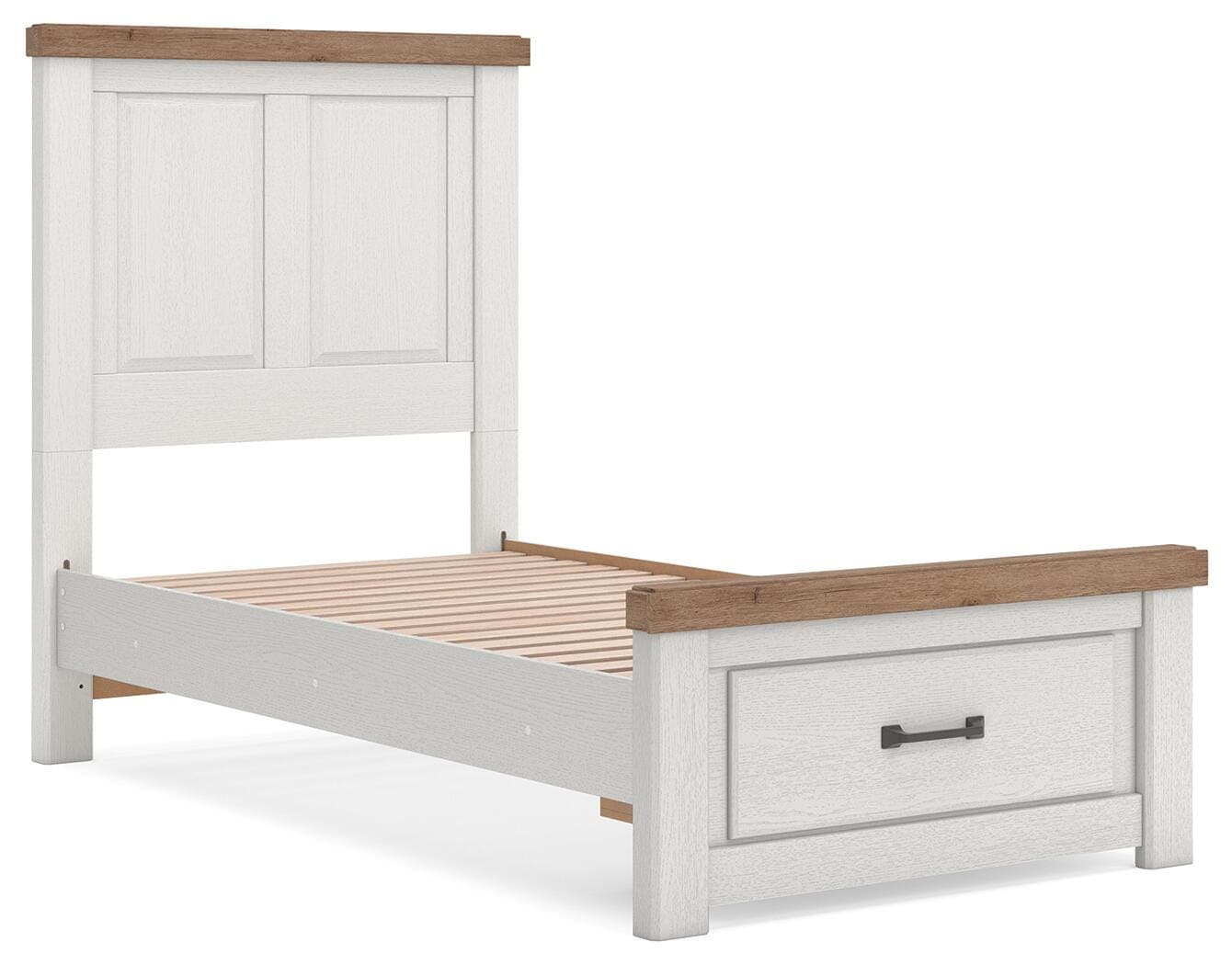 Savonport Twin Panel Storage Bed — White/Brown — view 5