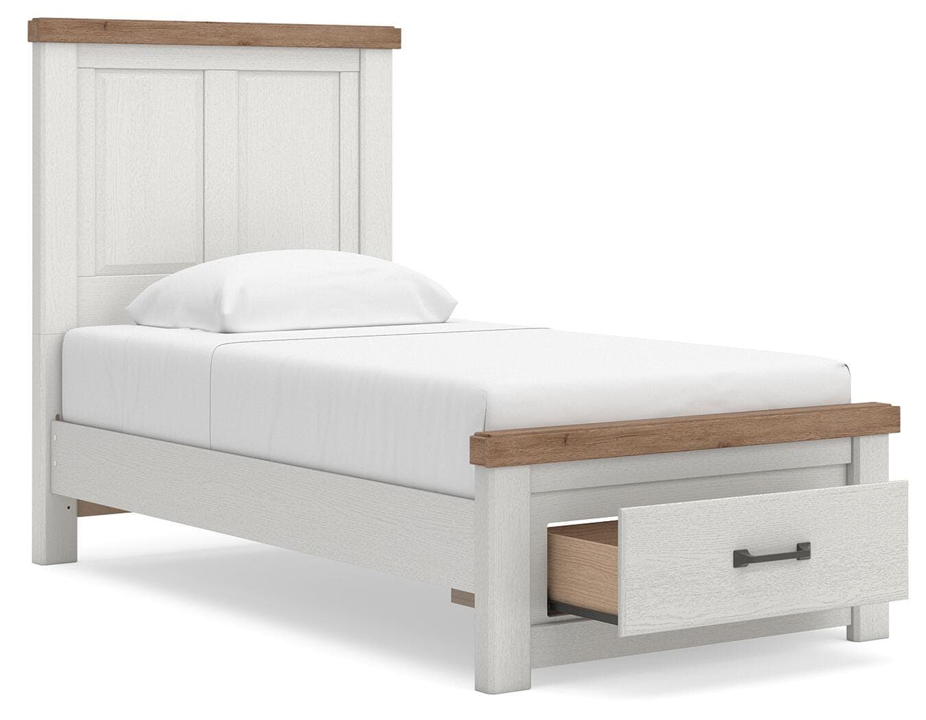 Savonport Twin Panel Storage Bed — White/Brown — view 4