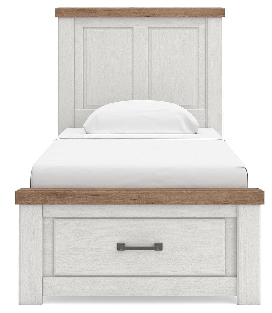 Savonport Twin Panel Storage Bed — White/Brown — view 3