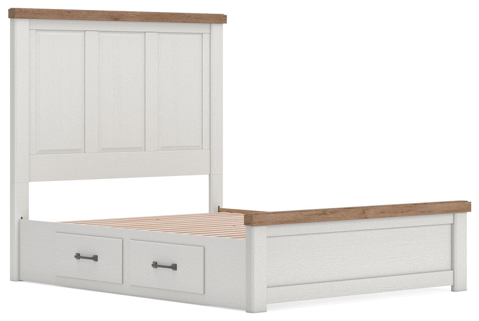 Savonport Queen Panel Bed with Storage — White/Brown — view 5