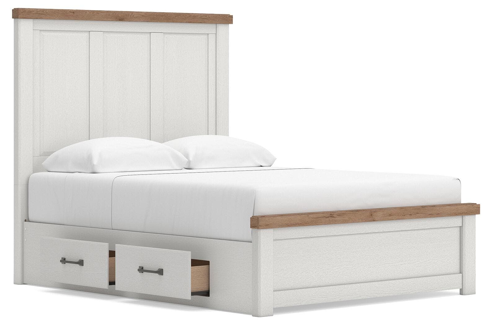 Savonport Queen Panel Bed with Storage — White/Brown — view 4