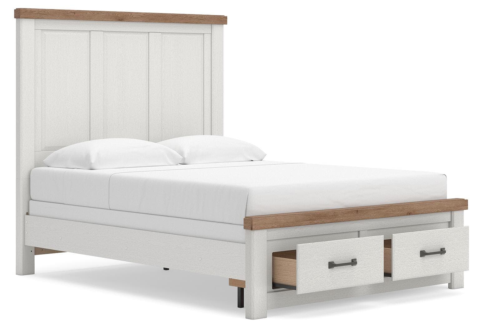 Savonport Queen Panel Storage Bed — White/Brown — view 4