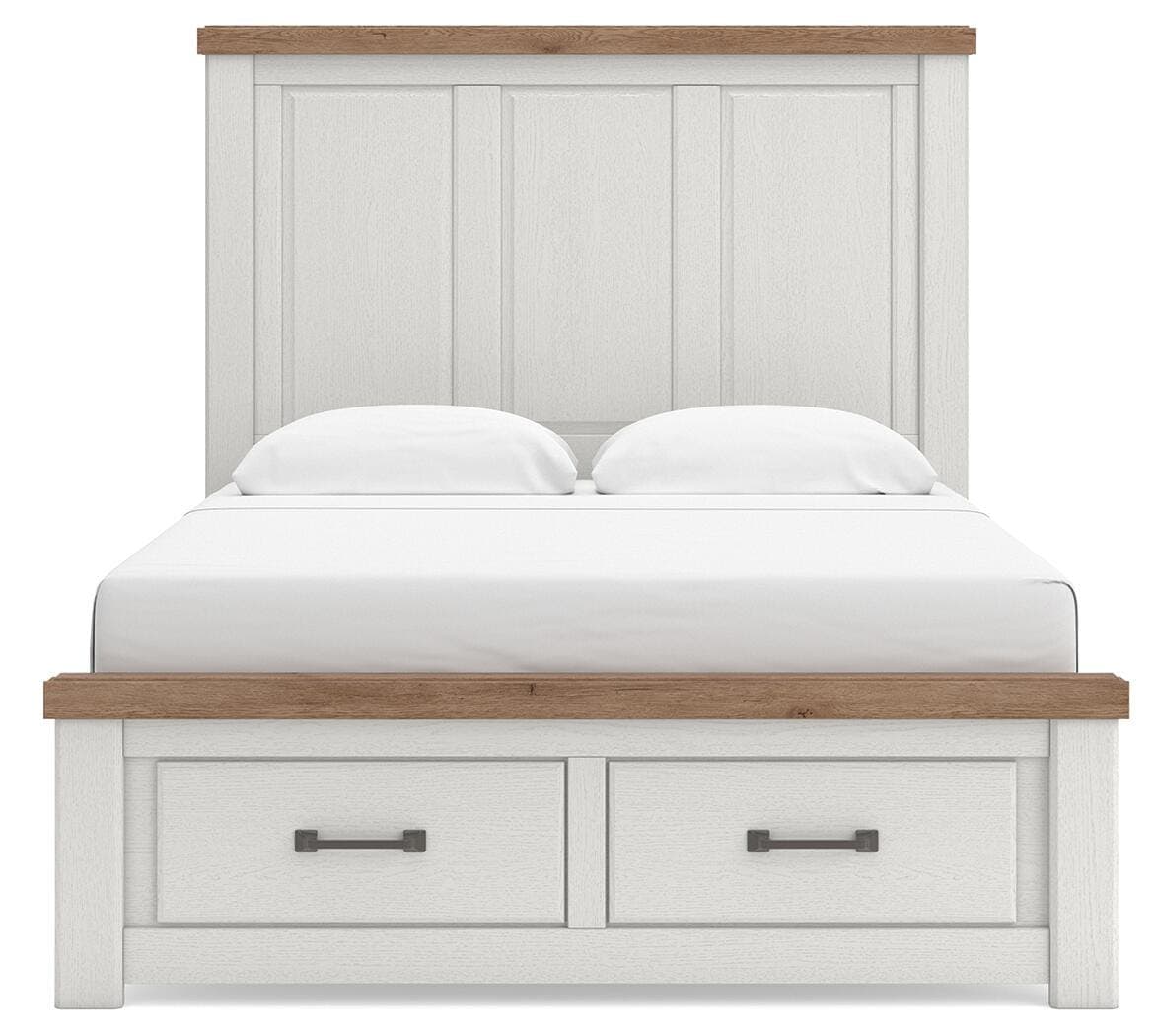 Savonport Queen Panel Storage Bed — White/Brown — view 3