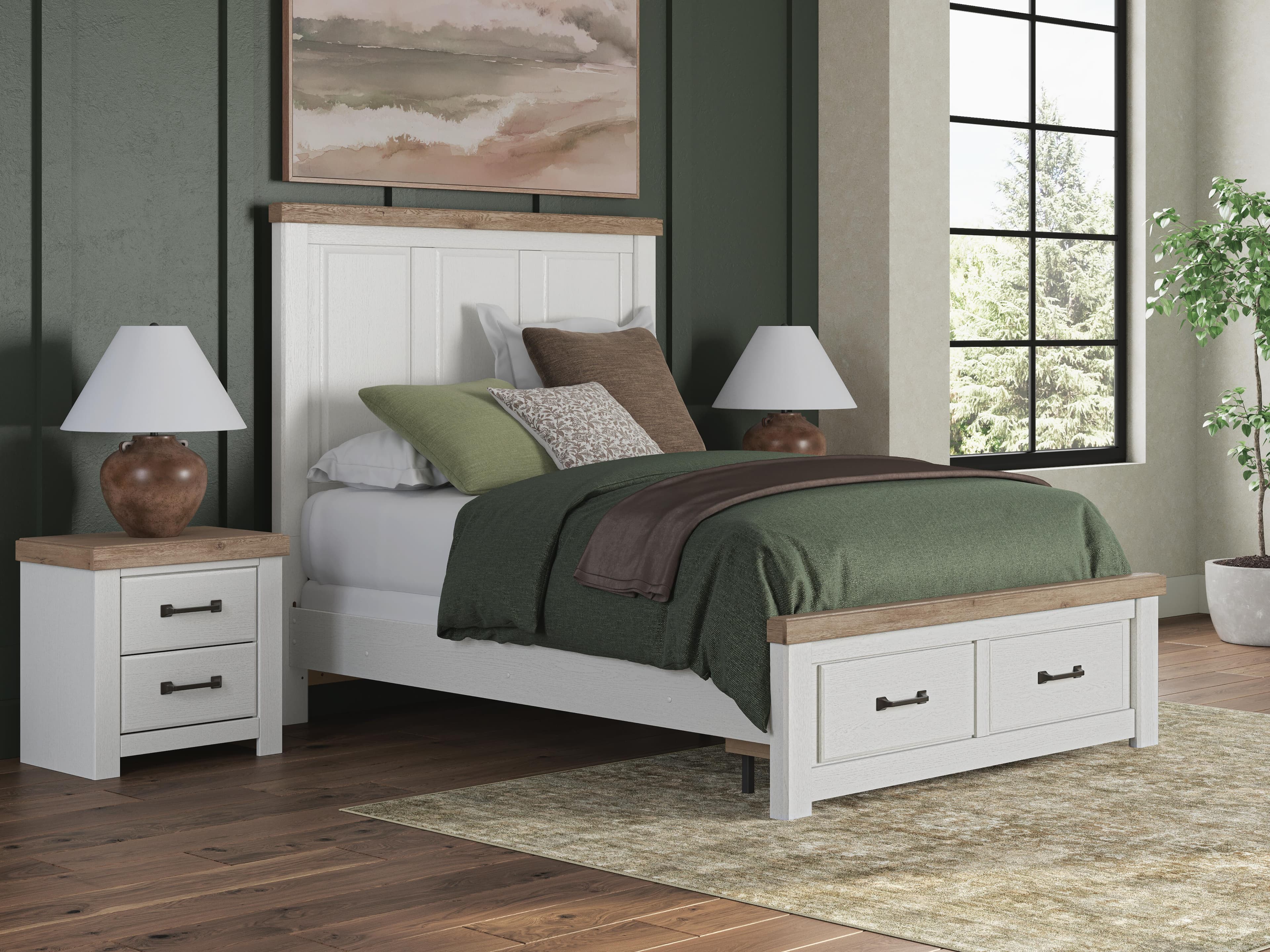 Savonport Queen Panel Storage Bed — White/Brown — view 2