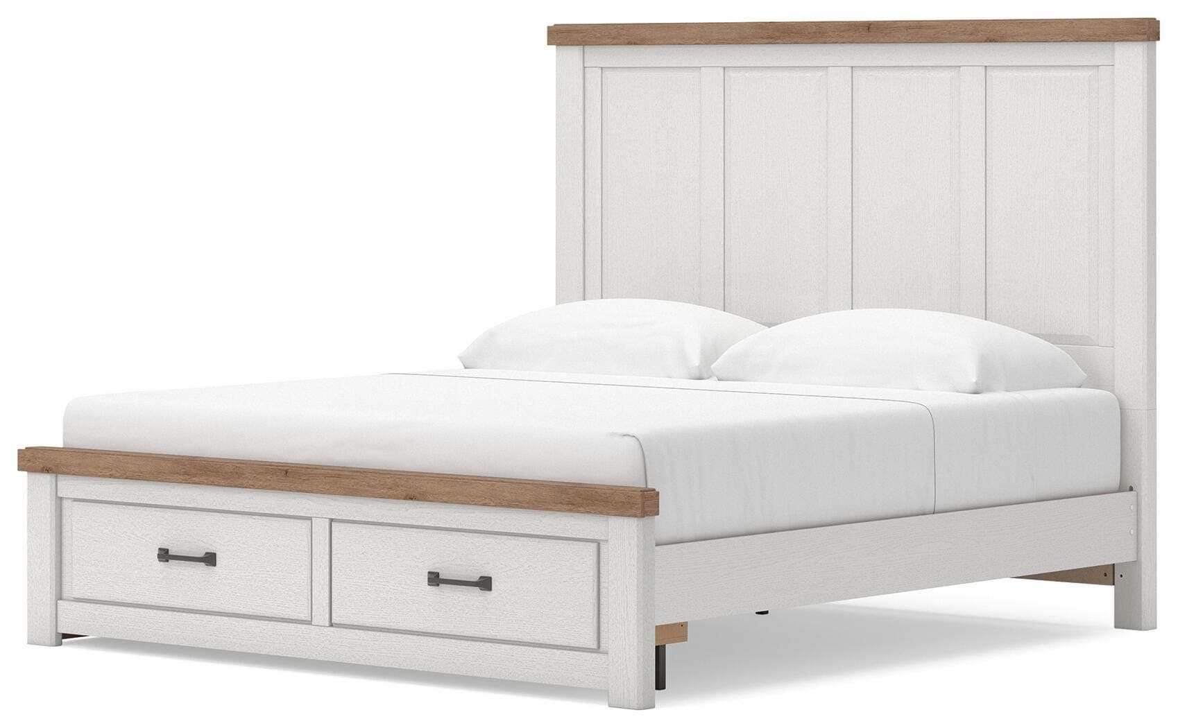 Savonport King Panel Storage Bed — White/Brown — view 7