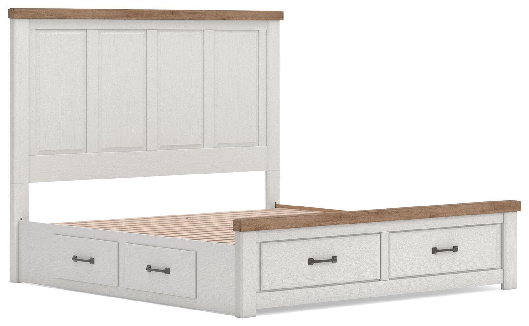 Savonport King Panel Storage Bed — White/Brown — view 5