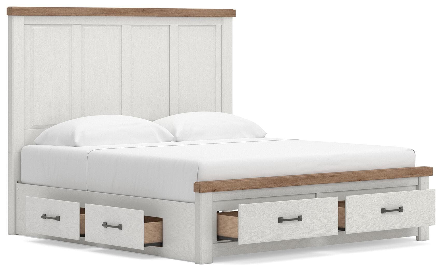 Savonport King Panel Storage Bed — White/Brown — view 4