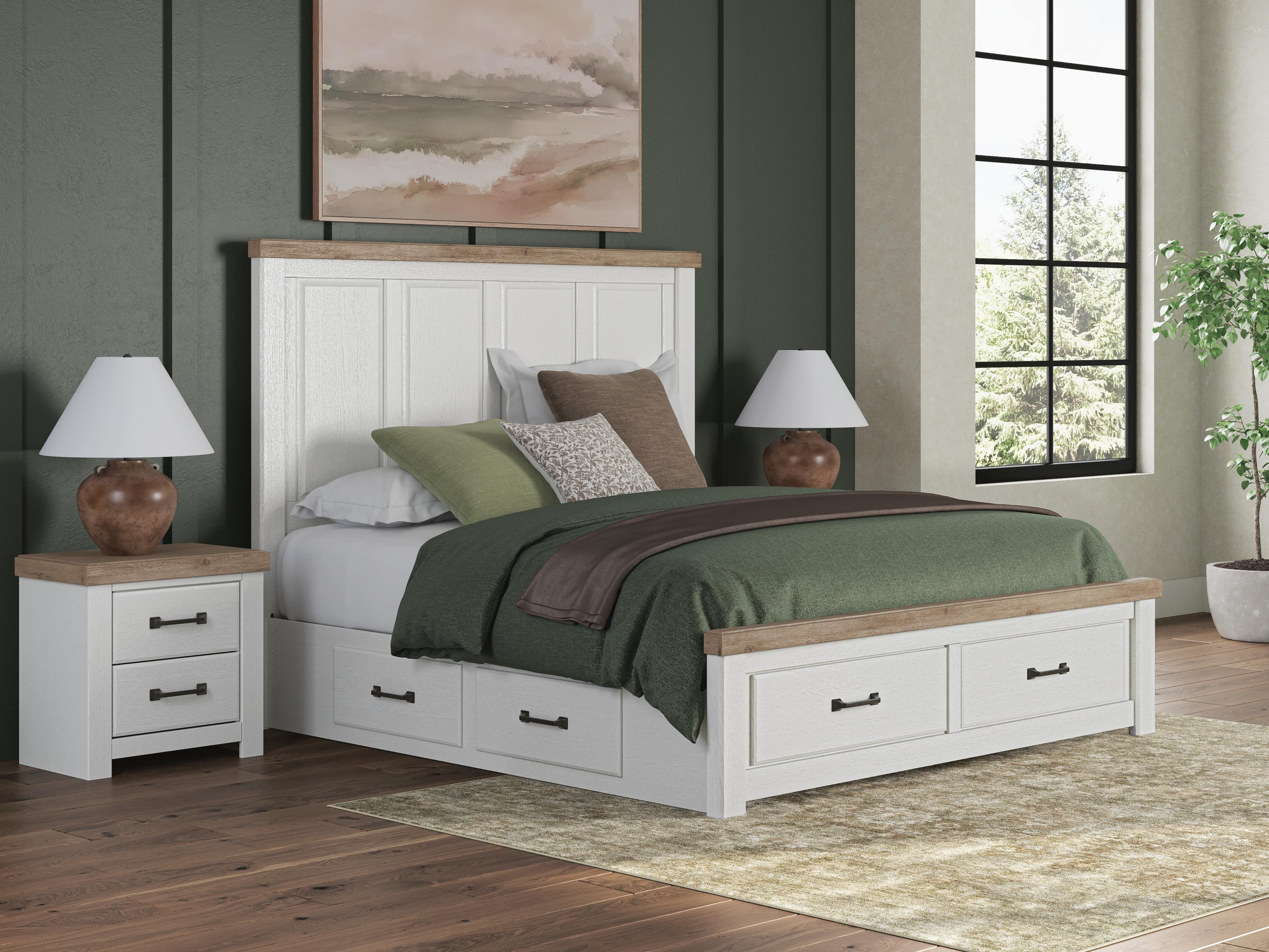 Savonport King Panel Storage Bed — White/Brown — view 2