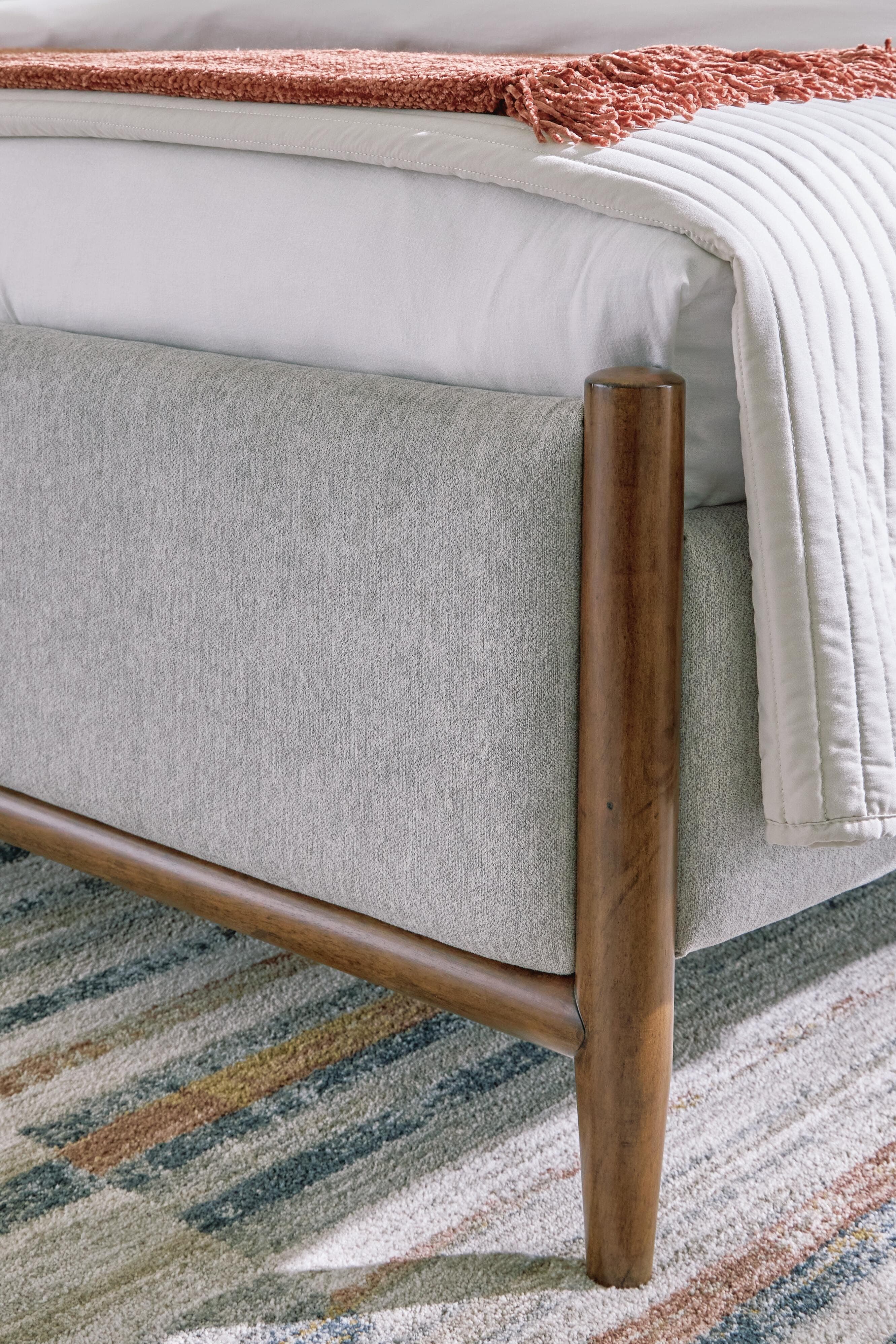 Lyncott Queen Upholstered Panel Bed — Brown/Beige — view 4
