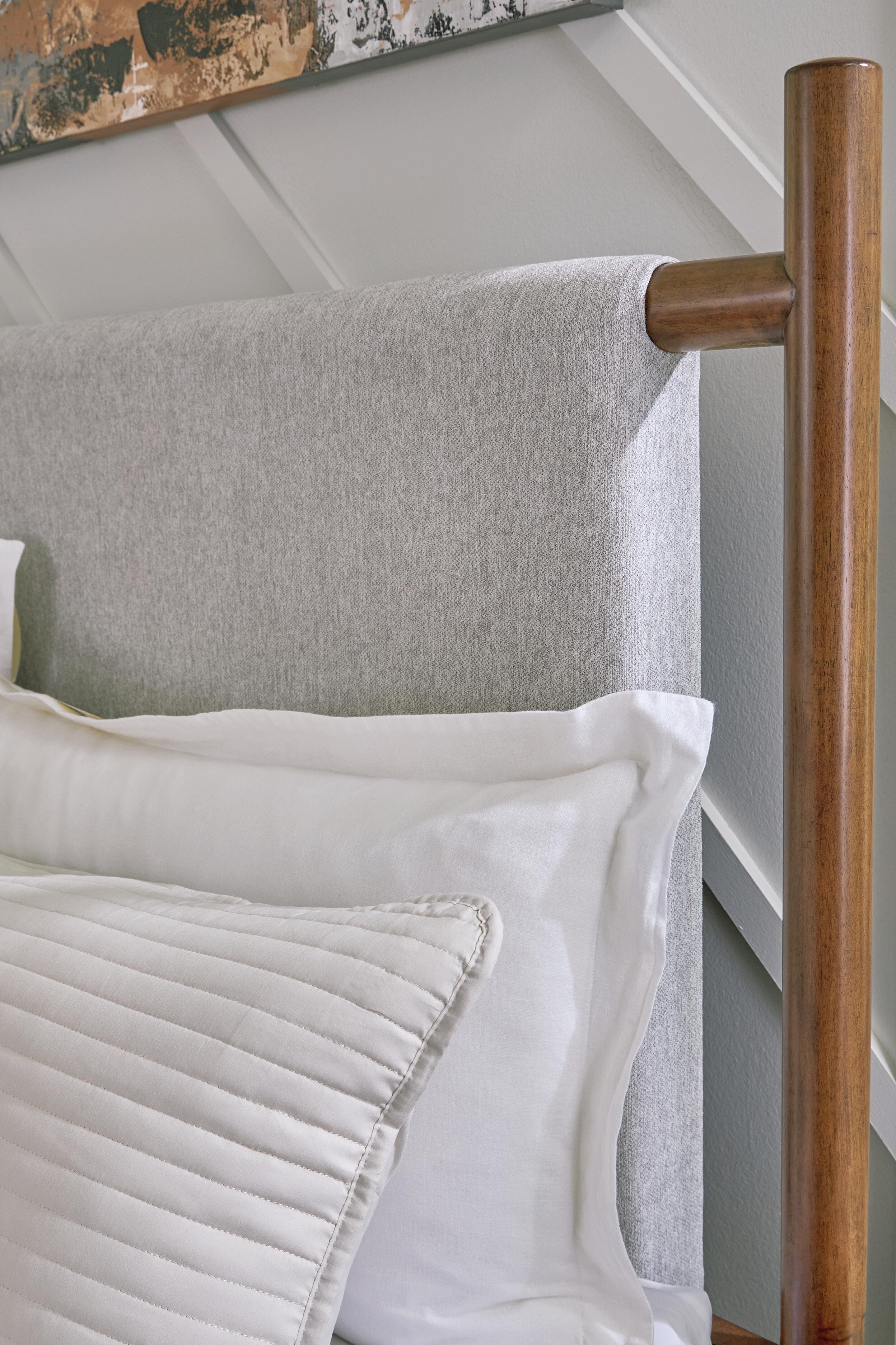 Lyncott Queen Upholstered Panel Bed — Brown/Beige — view 3