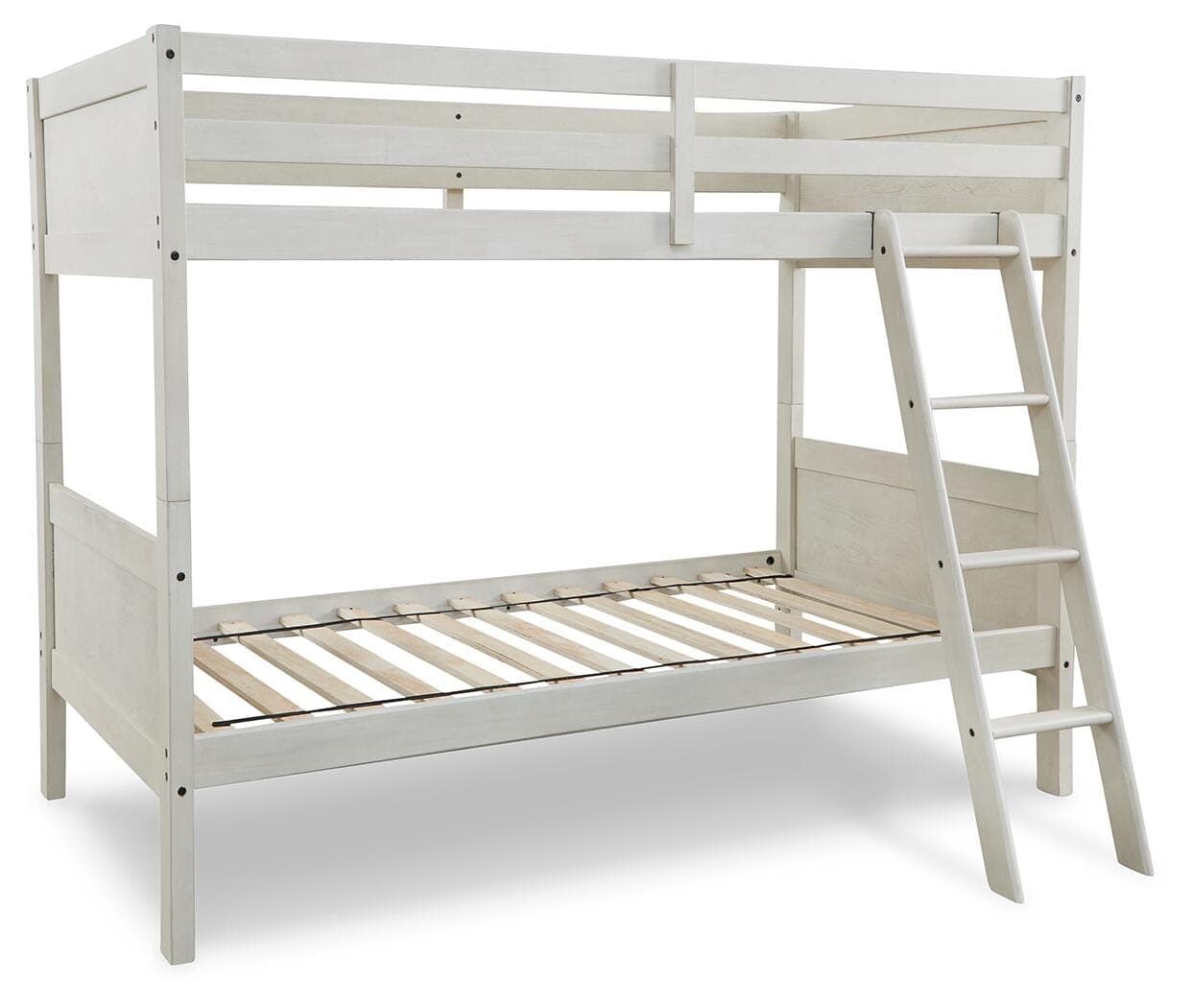 Robbinsdale Twin/Twin Bunk Bed with Ladder — White — view 3