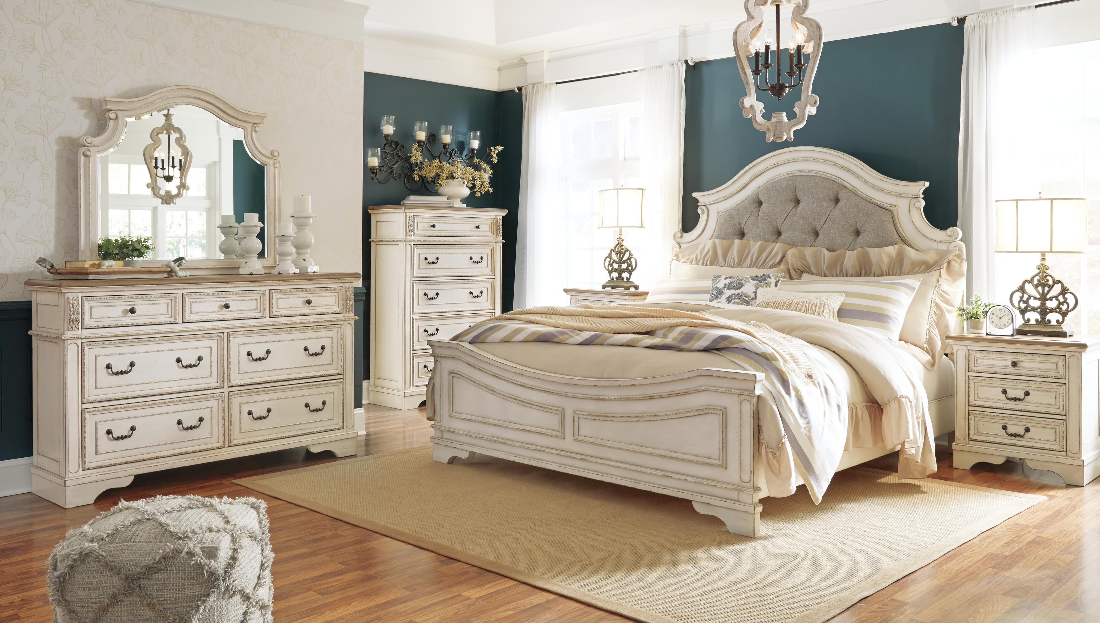 Realyn King Upholstered Panel Bed — White — view 7