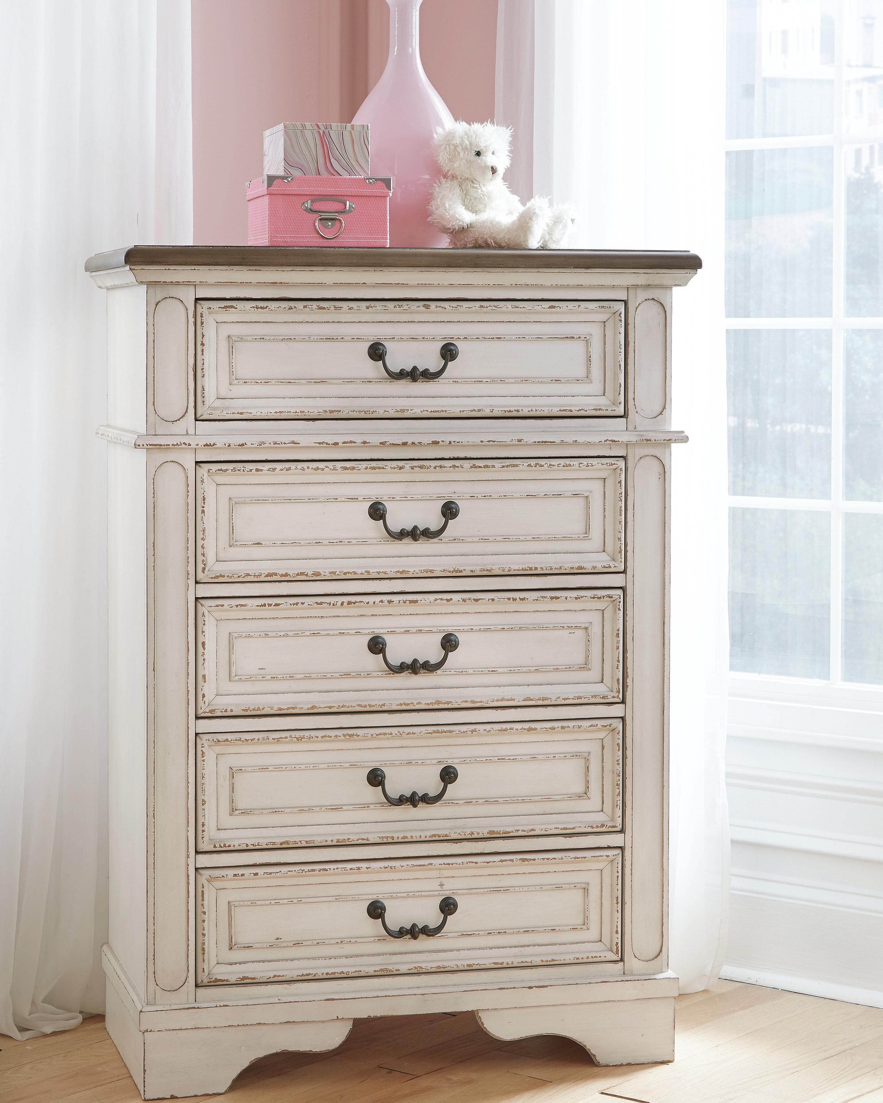 Realyn Chest of Drawers — White;Brown/Beige — view 2
