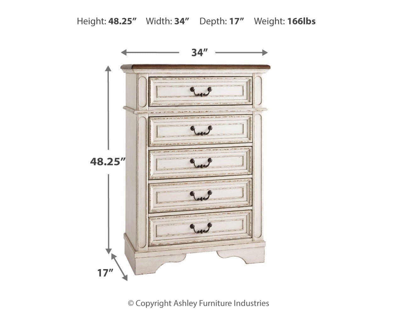 Realyn Chest of Drawers — White;Brown/Beige — view 4