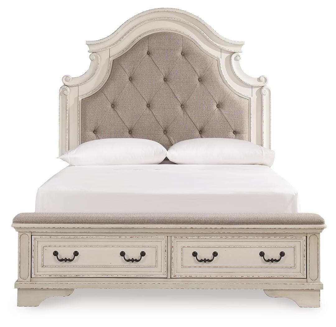 Realyn Queen Upholstered Storage Bed — White — view 3