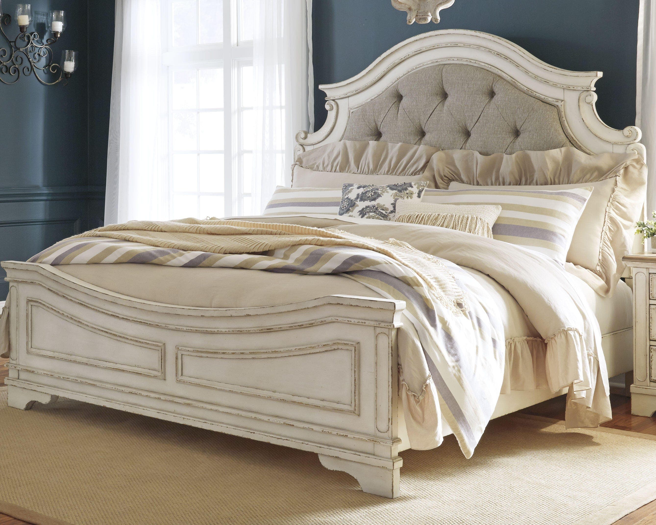 Realyn King Upholstered Panel Bed — White — view 2