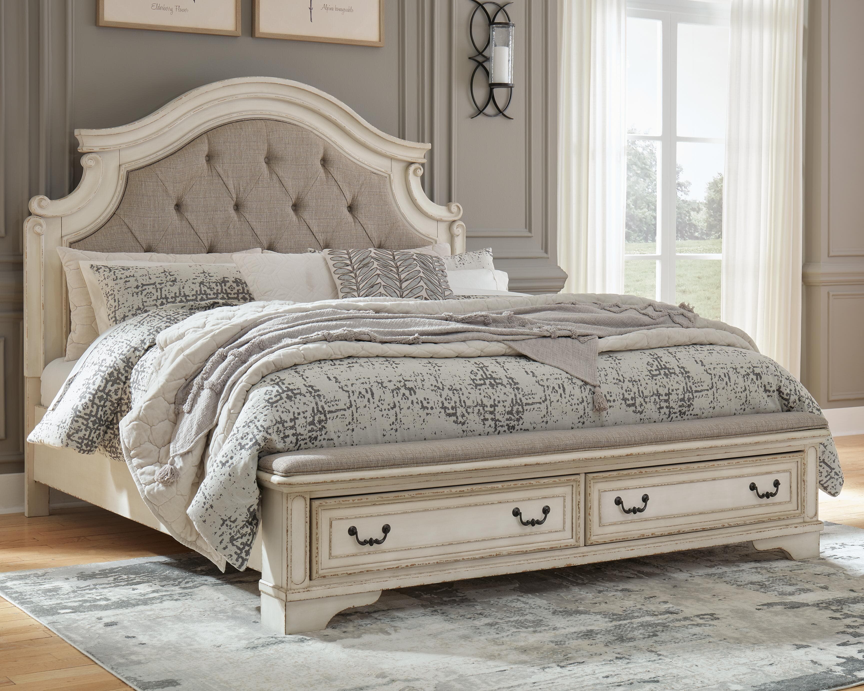 Realyn King Upholstered Storage Bed — Black/Gray;White — view 2