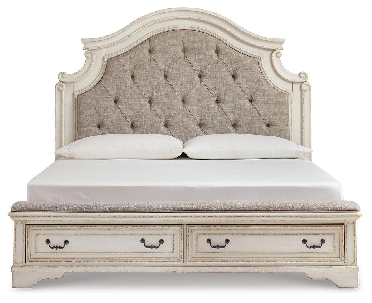 Realyn King Upholstered Storage Bed — Black/Gray;White — view 4
