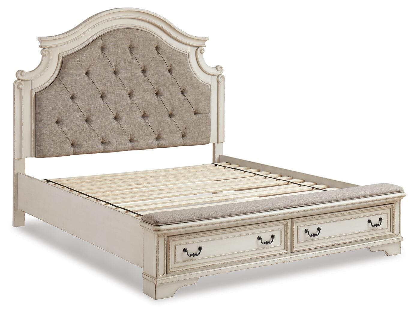 Realyn King Upholstered Storage Bed — Black/Gray;White — view 3