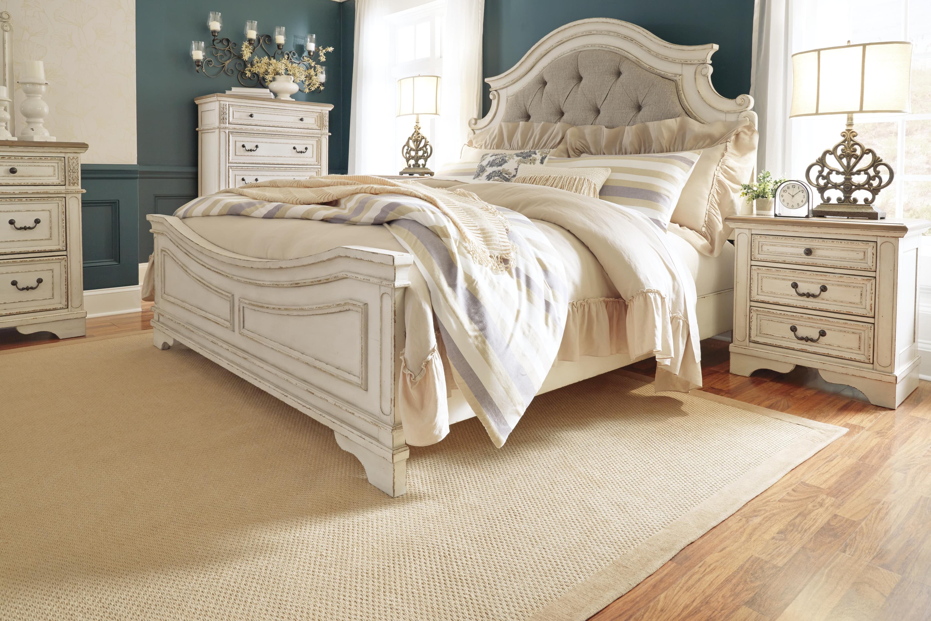 Realyn King Upholstered Panel Bed — White — view 6