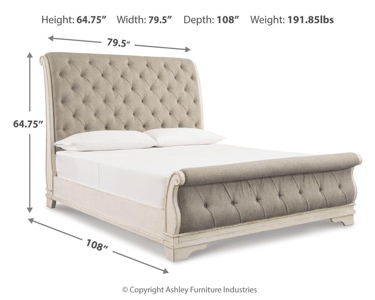 Realyn California King Sleigh Bed — White — view 4