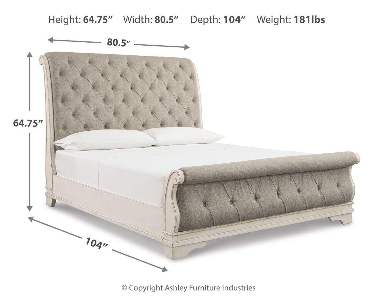 Realyn King Sleigh Bed — White — view 4