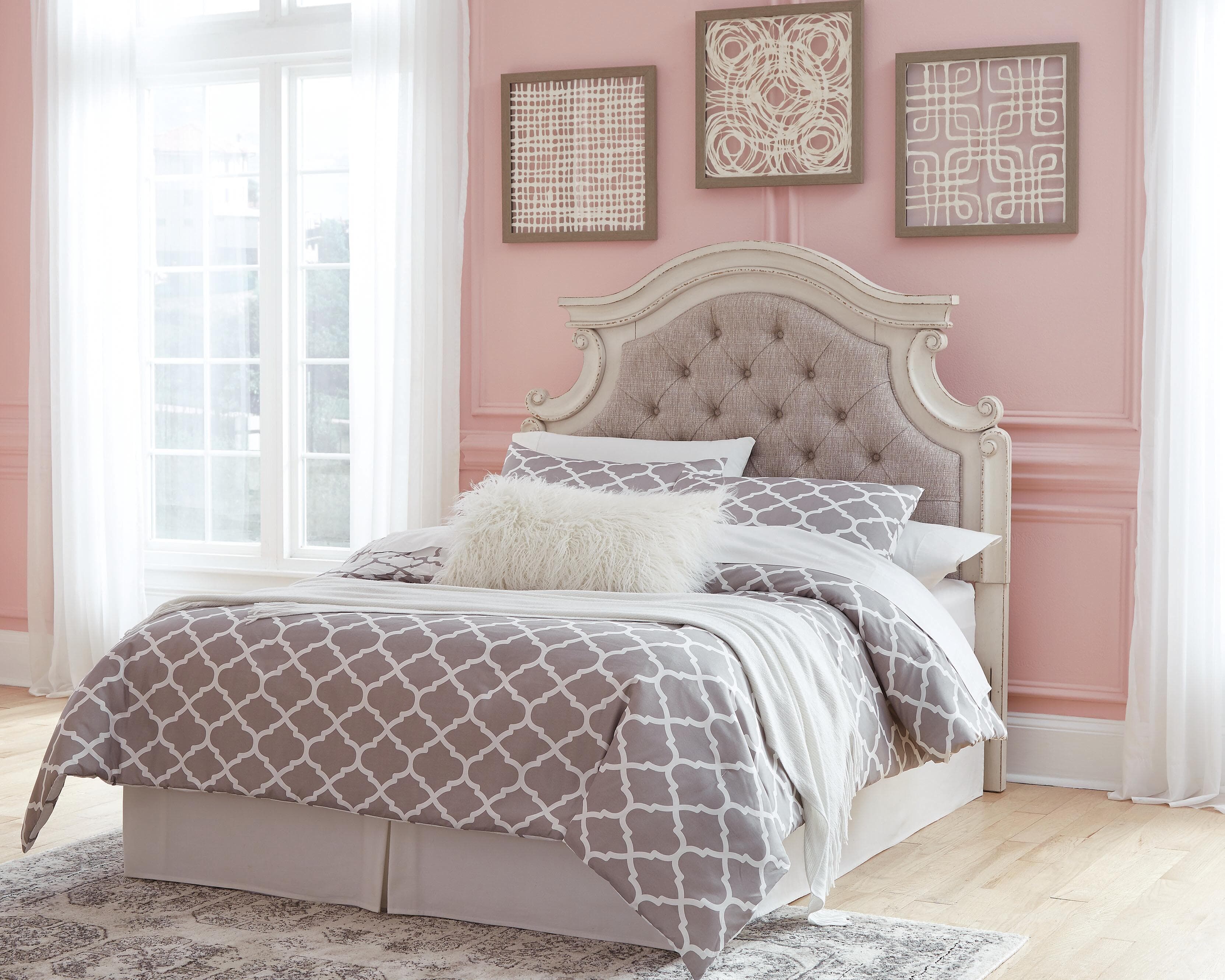 Realyn Full Upholstered Panel Headboard — White — view 3