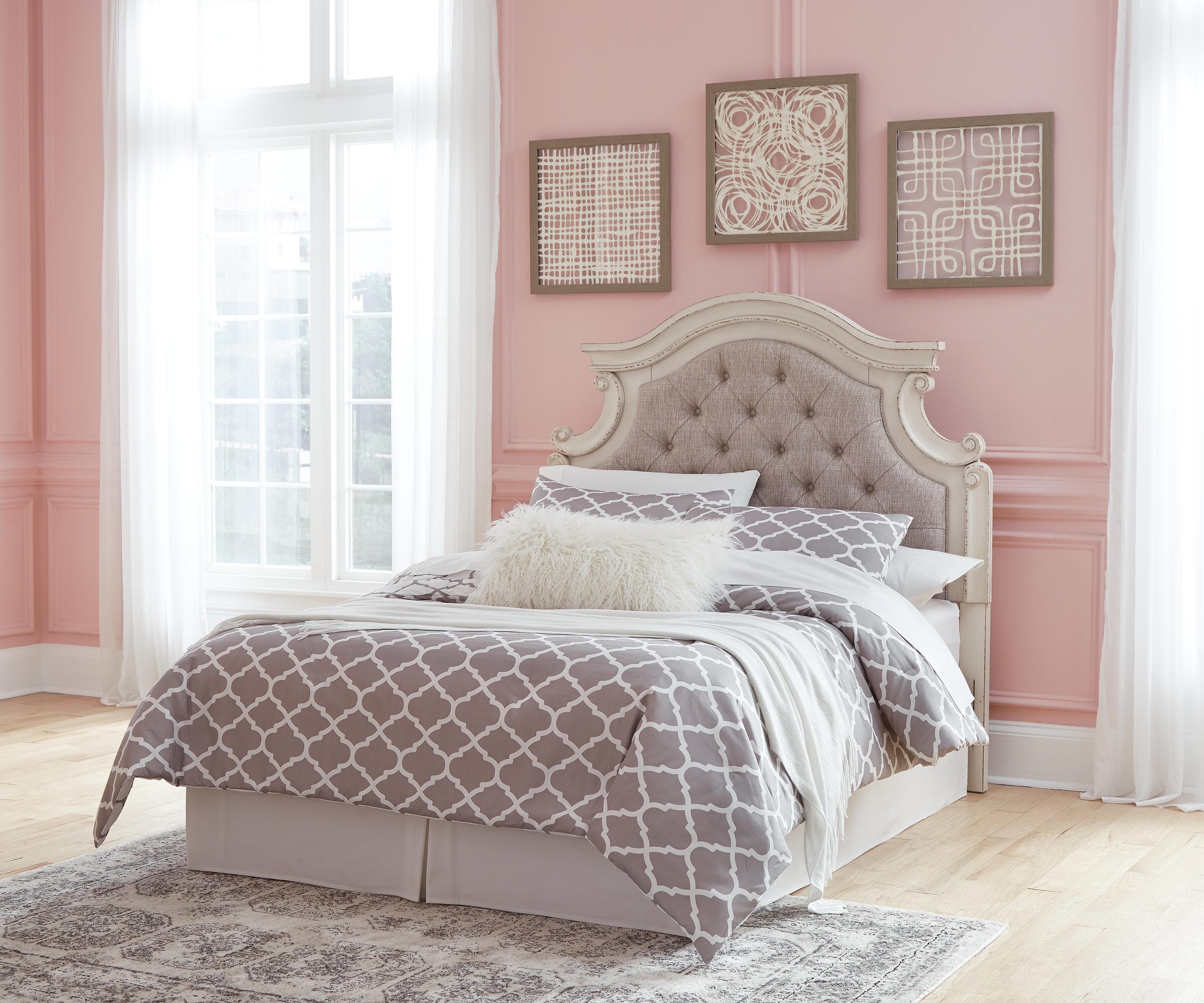 Realyn Full Upholstered Panel Headboard — White — view 5