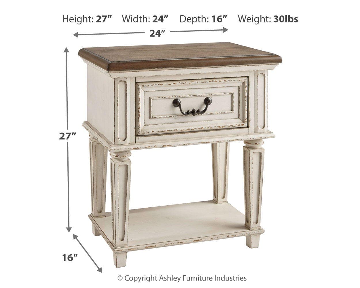 Realyn Nightstand — White;Brown/Beige — view 4