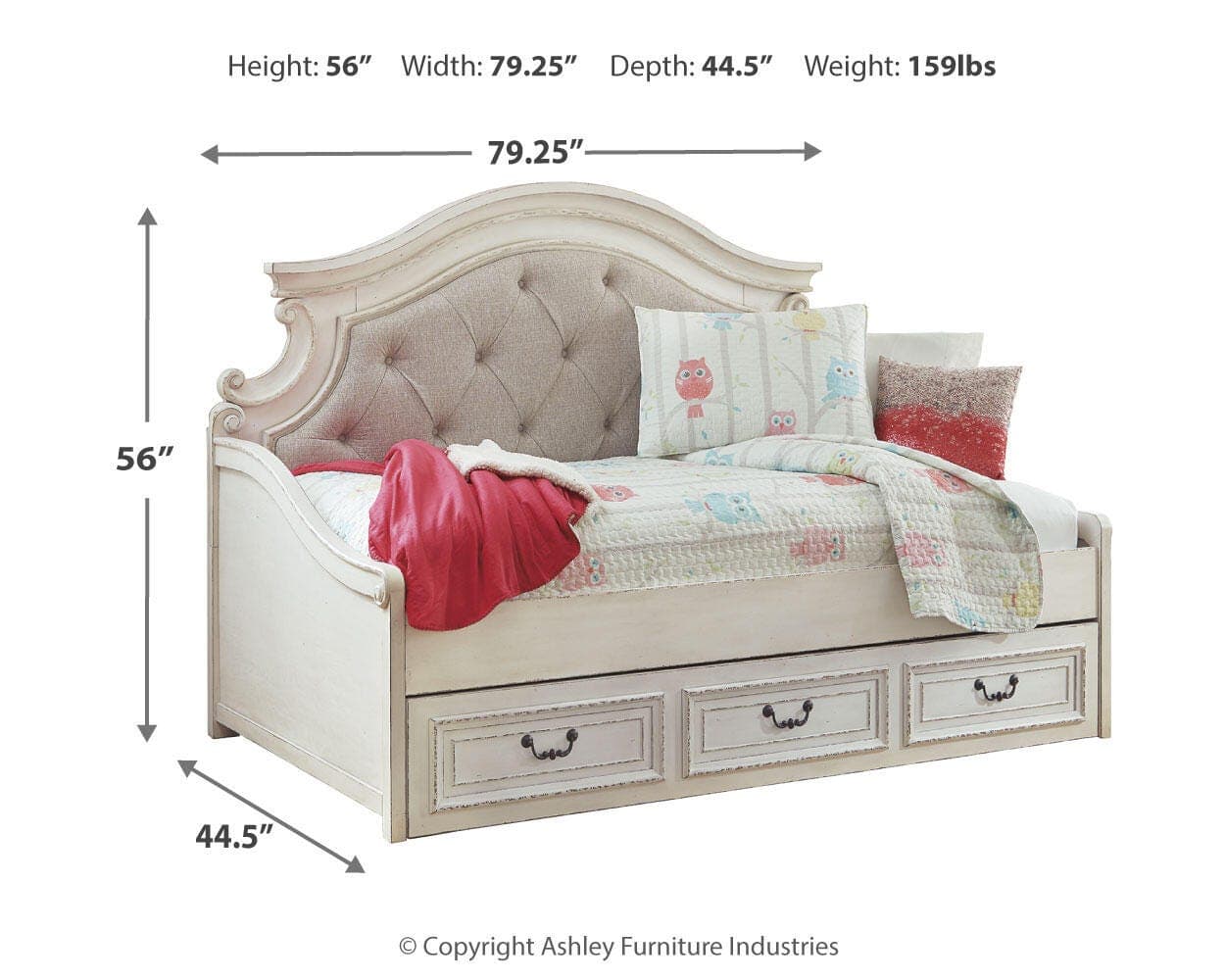 Realyn Twin Daybed with 1 Large Storage Drawer — Brown/Beige;White — view 4
