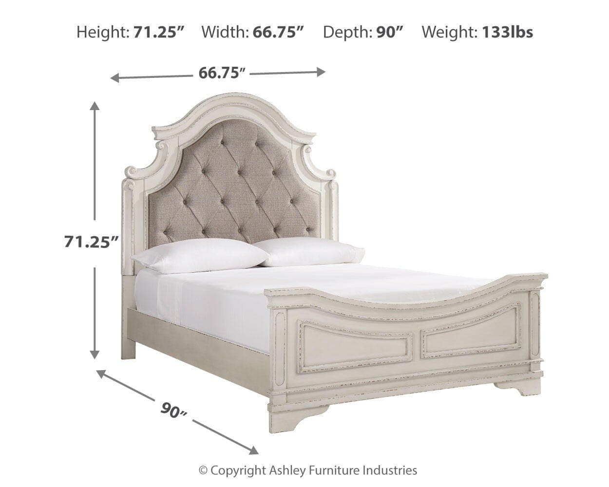 Realyn Queen Upholstered Panel Bed — White — view 4
