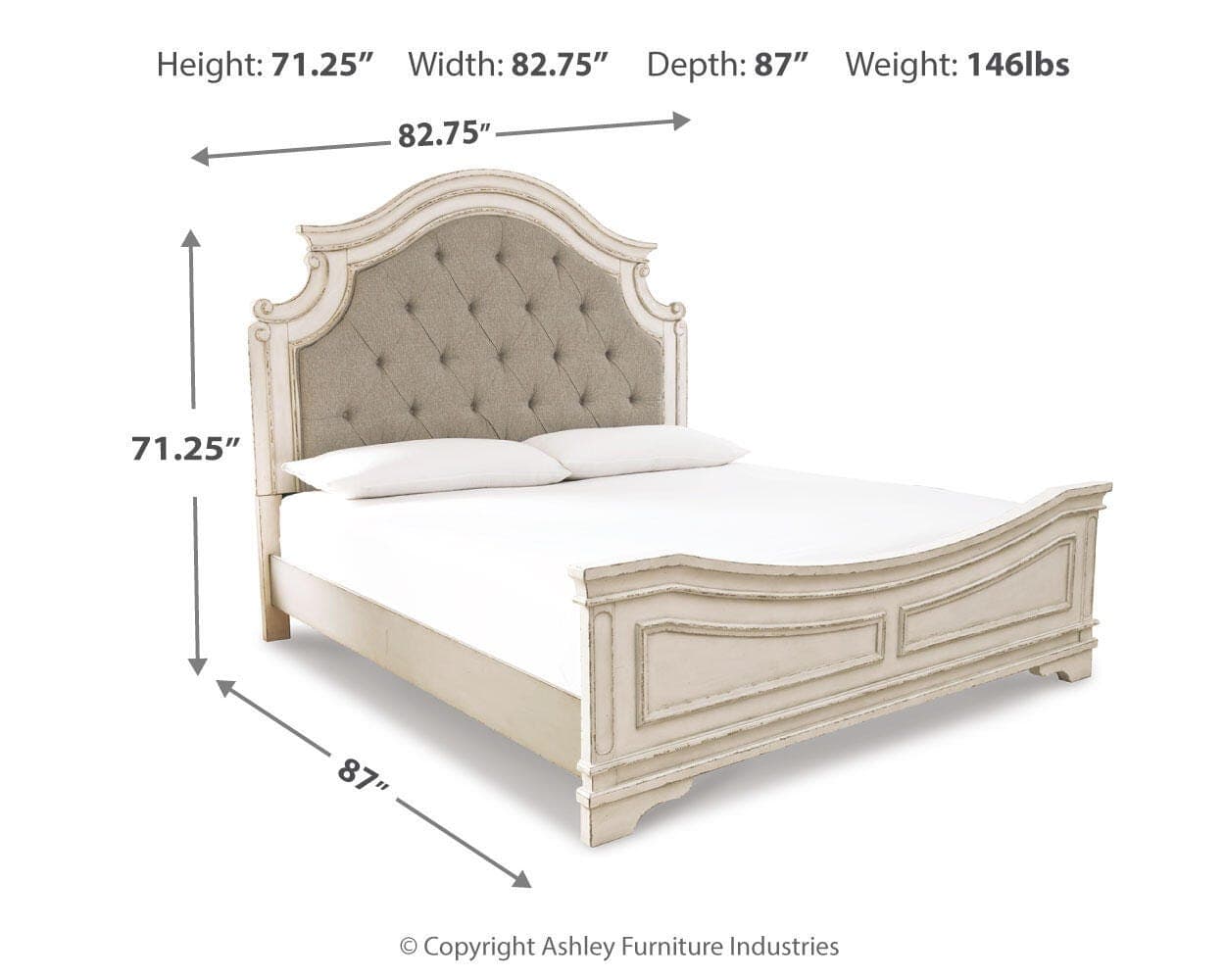 Realyn King Upholstered Panel Bed — White — view 4