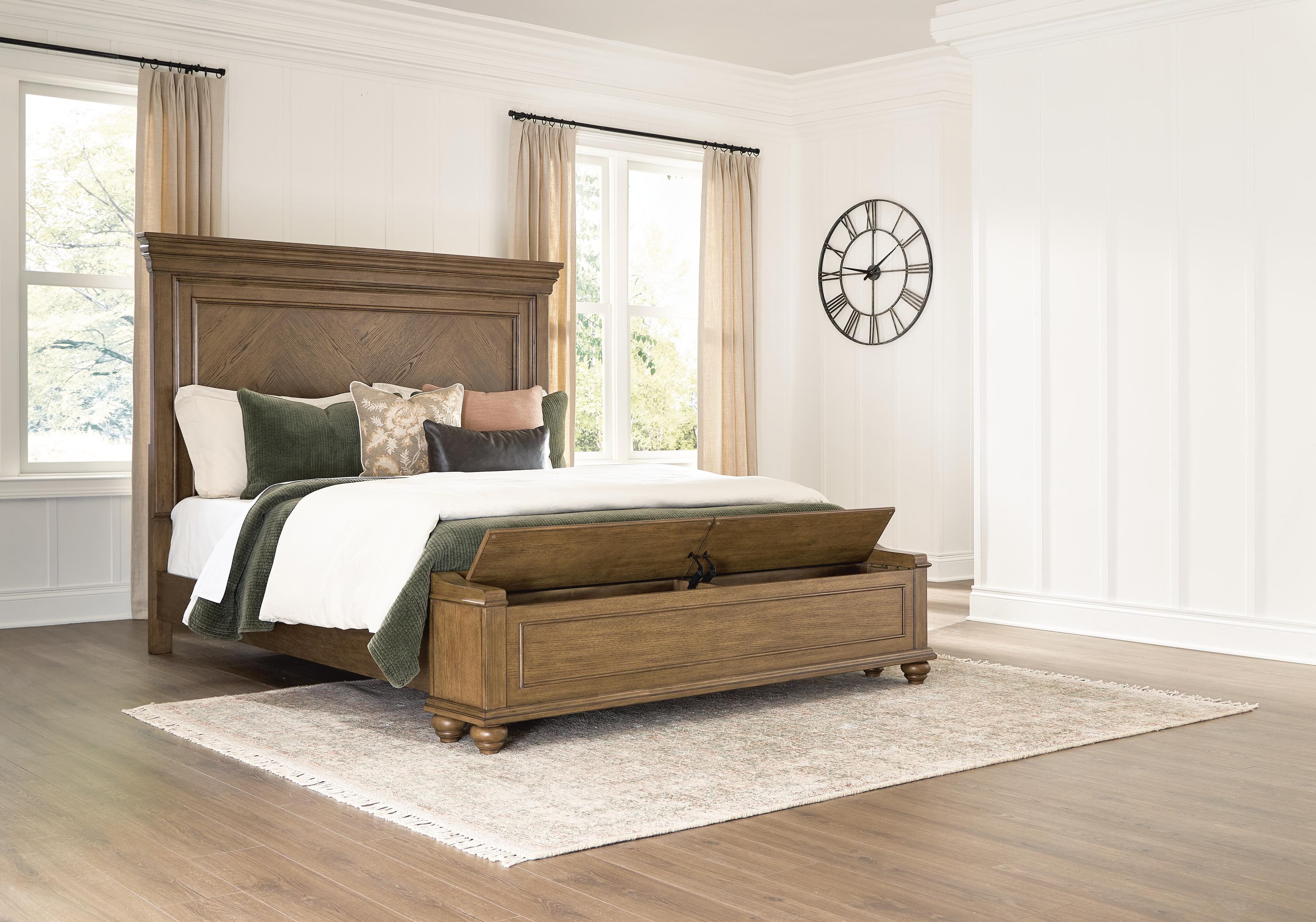 Waynely King Panel Storage Bed — Medium Brown — view 7