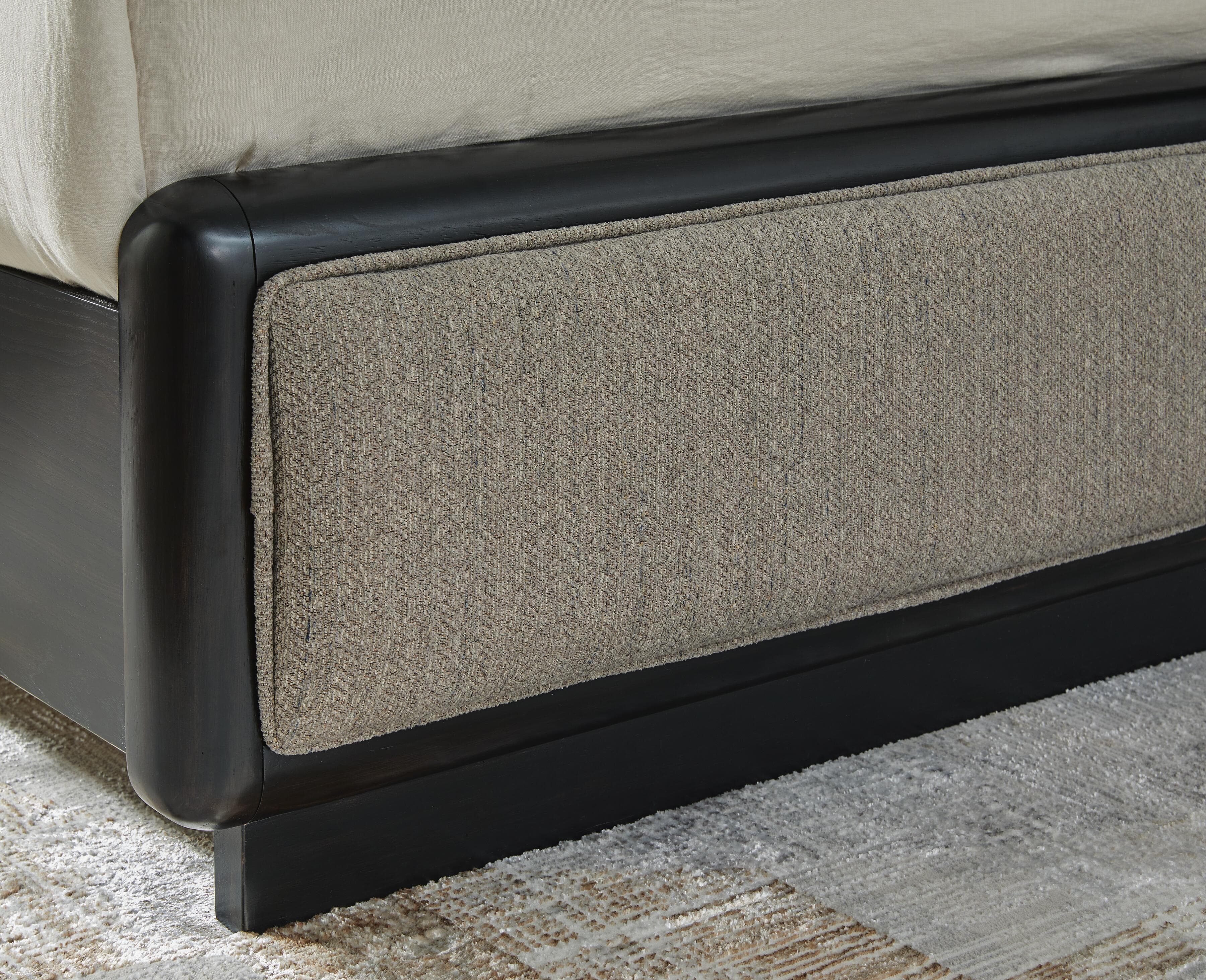 Rowanbeck King Upholstered Panel Bed — Black/Gray — view 7