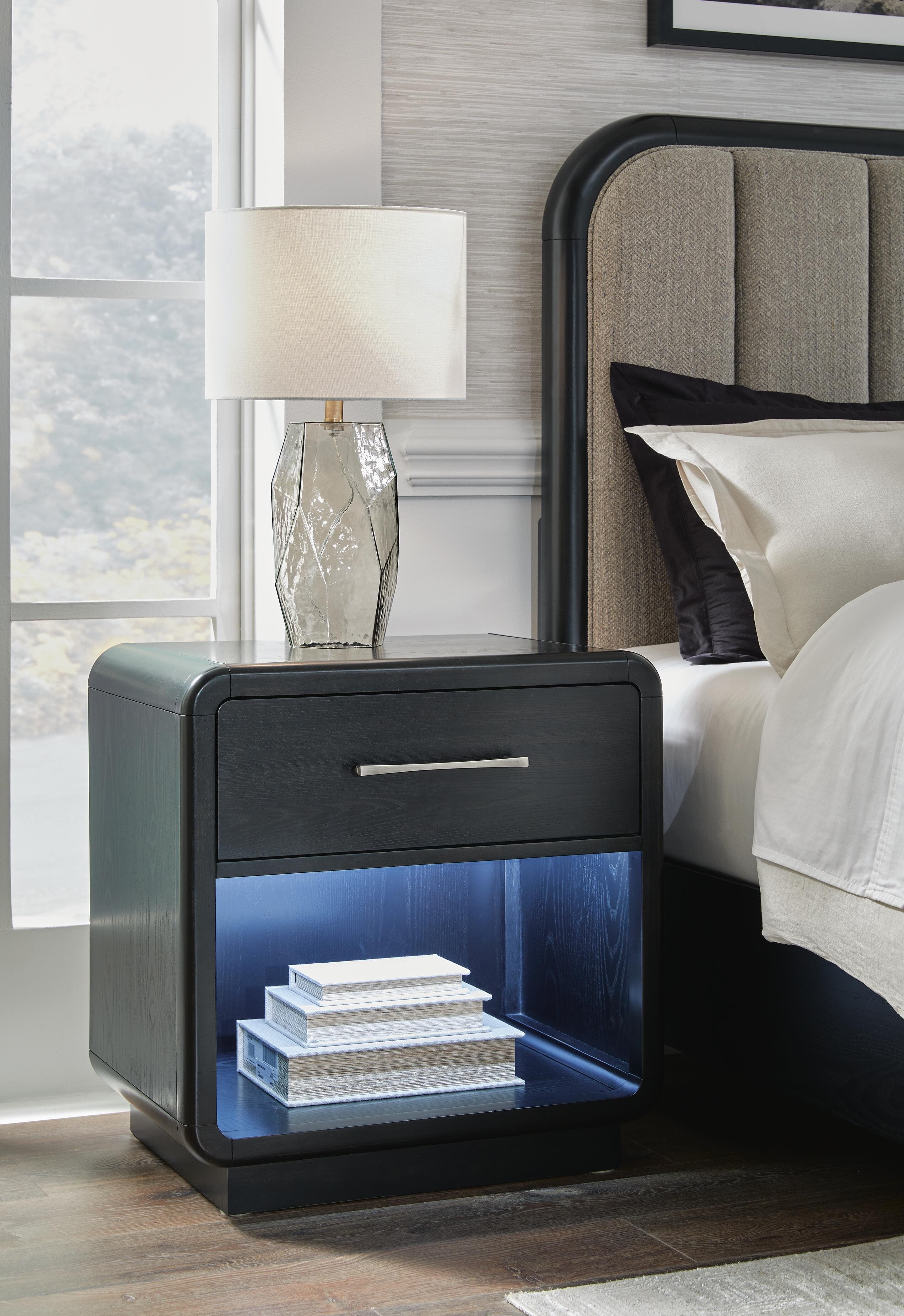 Rowanbeck Nightstand — Black/Gray — view 2