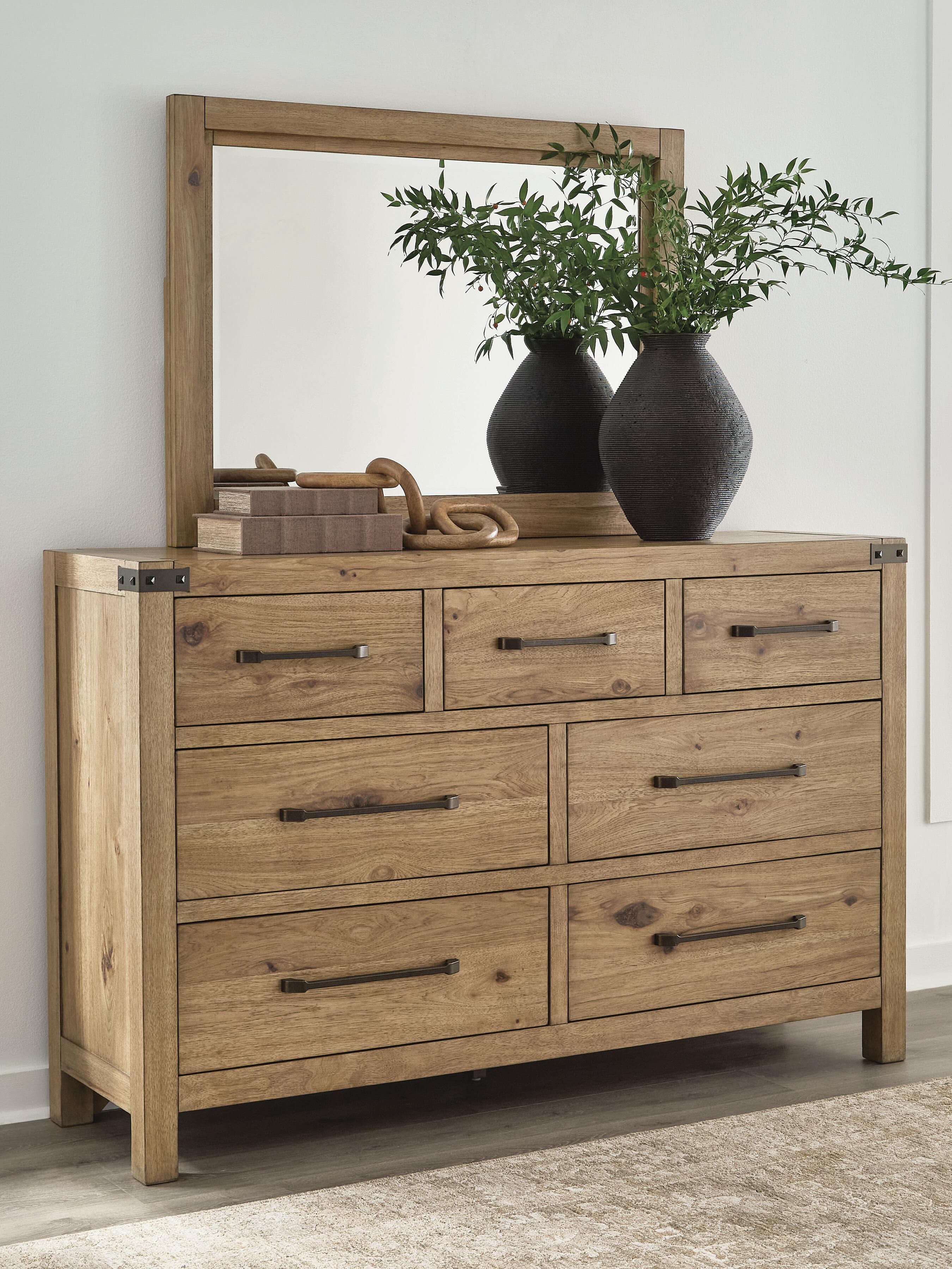 Ridgester Dresser and Mirror — Light Brown — view 2