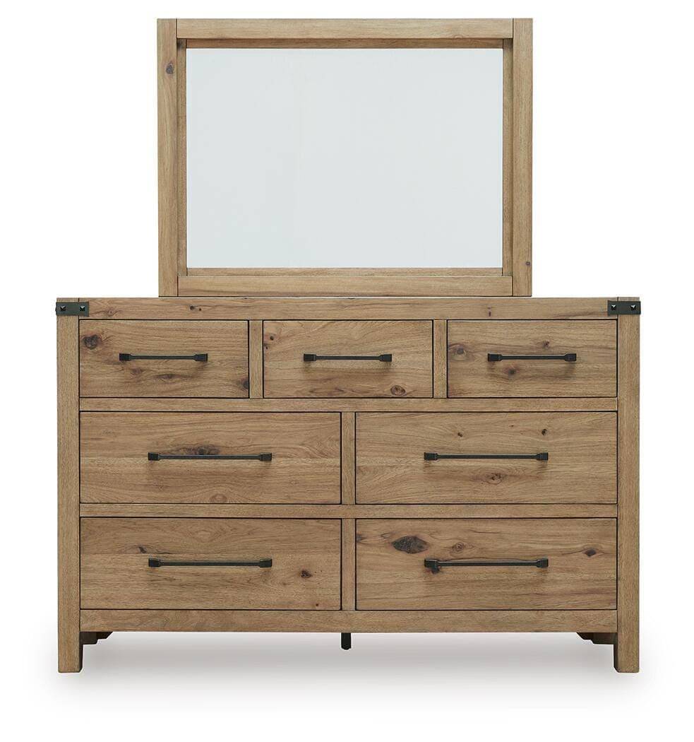 Ridgester Dresser and Mirror — Light Brown — view 3