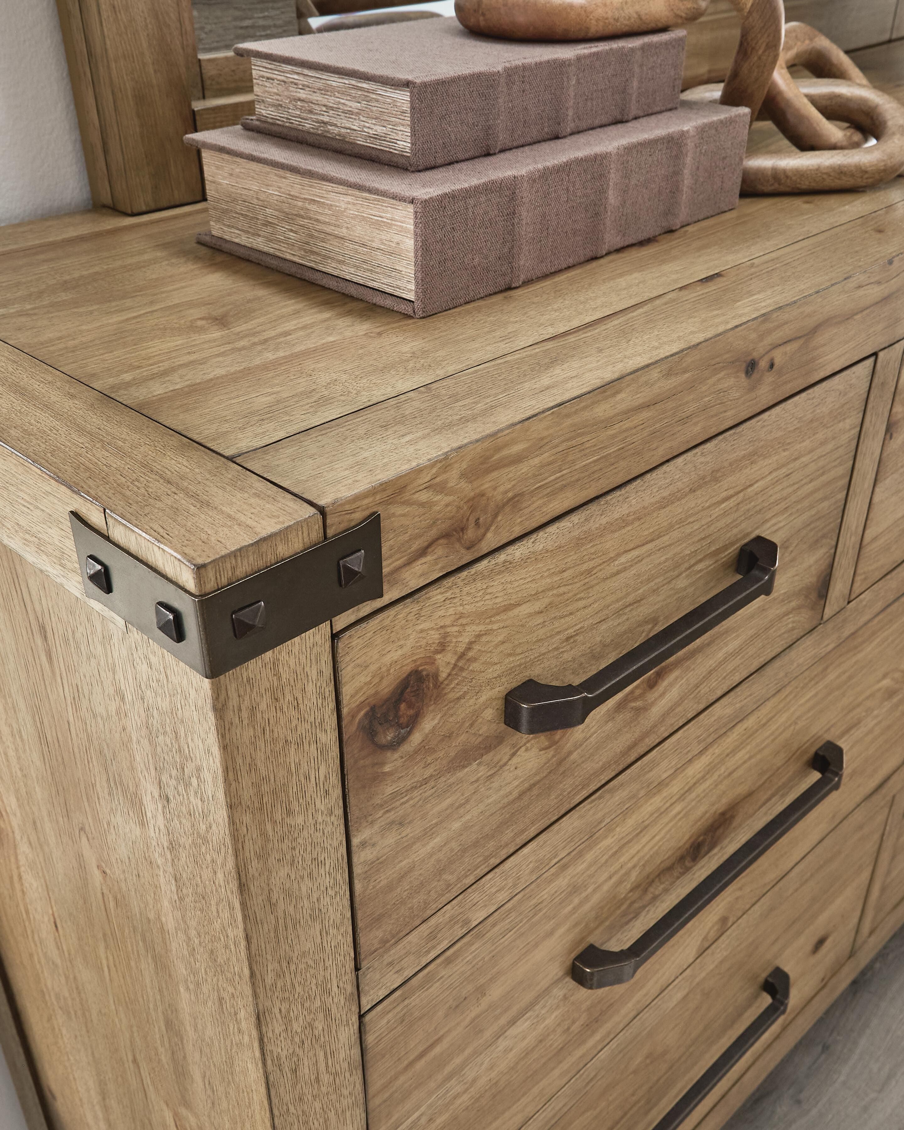 Ridgester Dresser and Mirror — Light Brown — view 4
