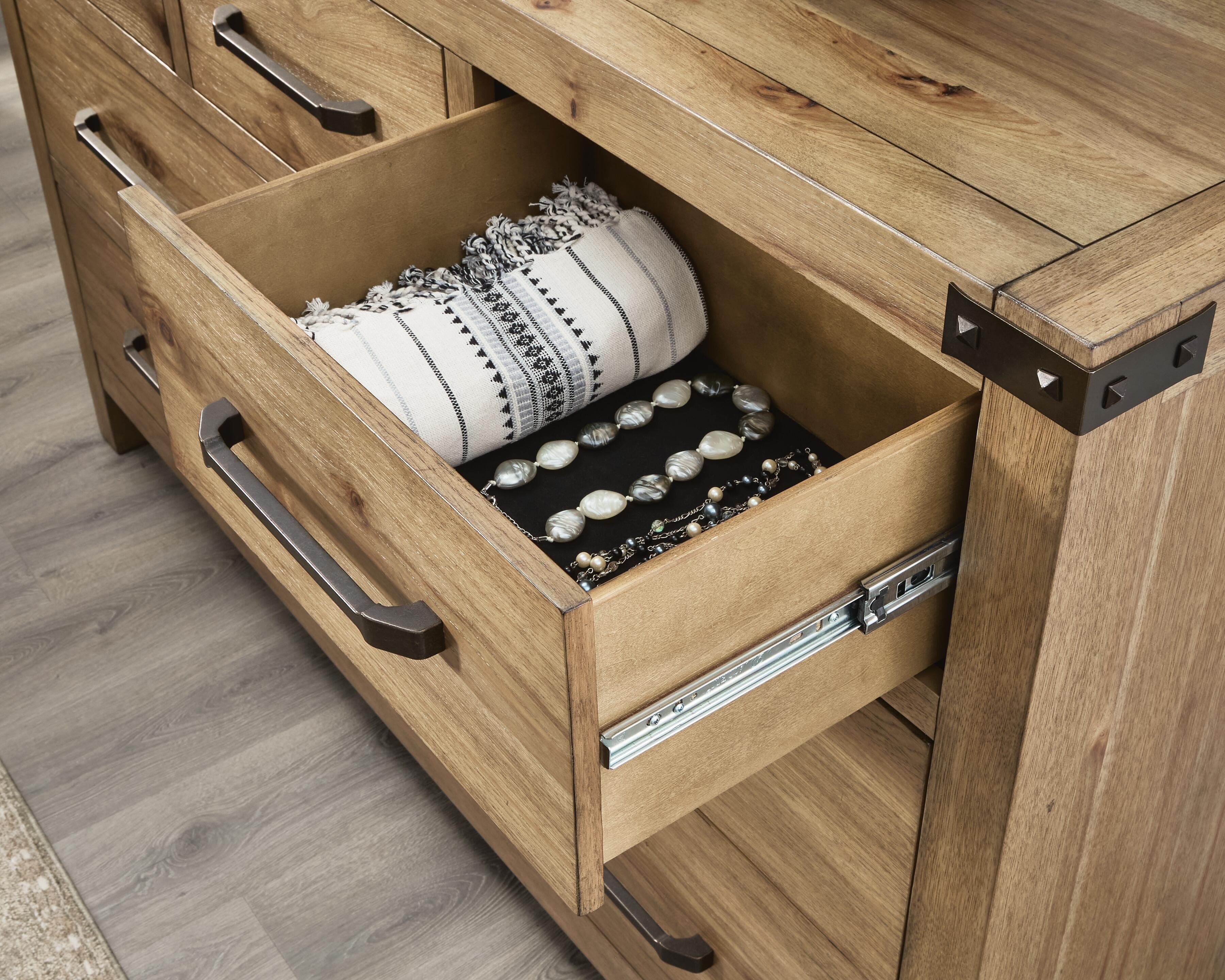 Ridgester Dresser and Mirror — Light Brown — view 5