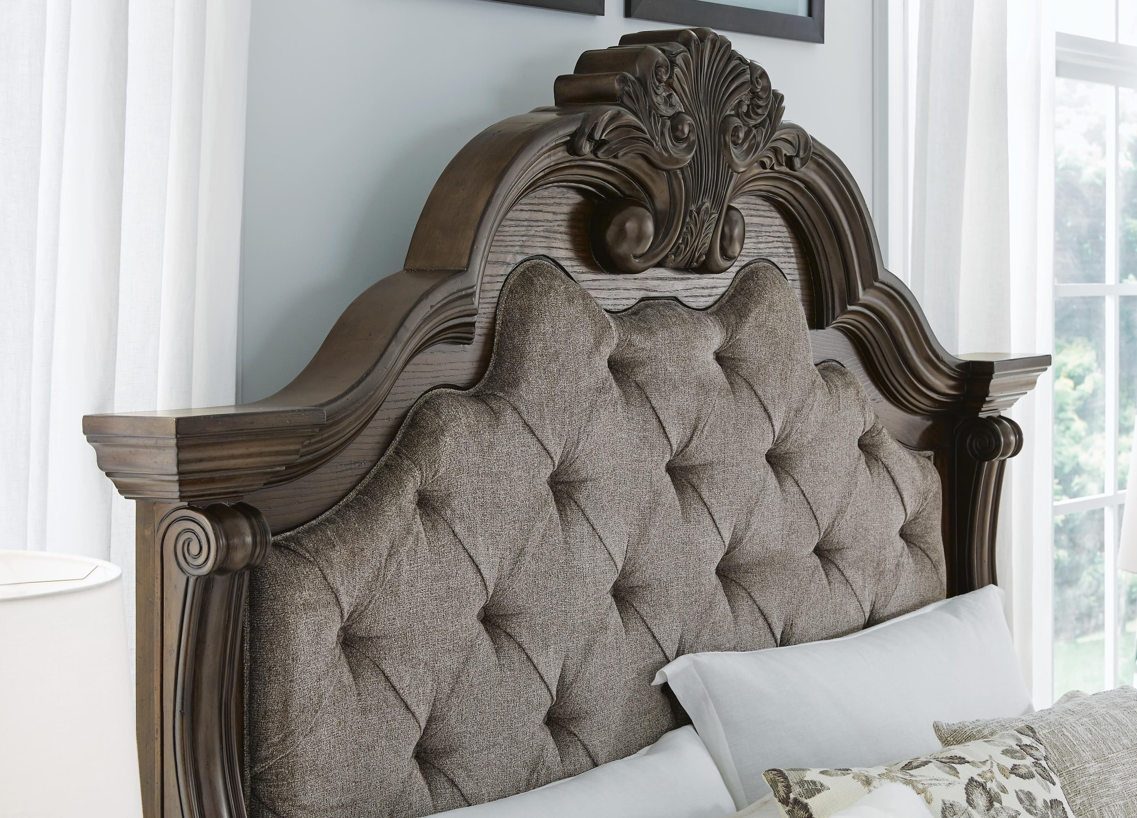 Maylee California King Upholstered Bed — Brown/Beige — view 6