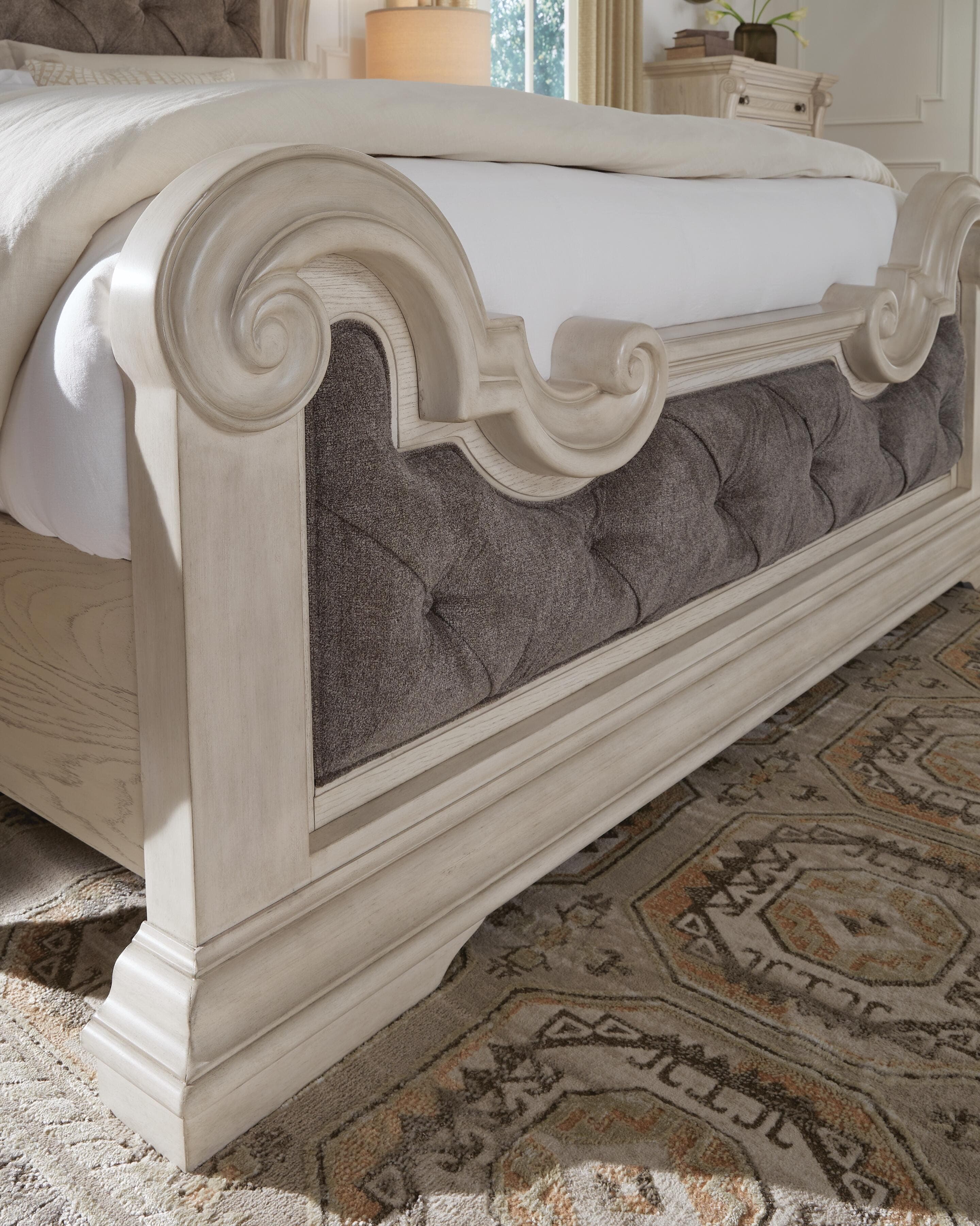 Andonhall King Upholstered Panel Bed — Antique White — view 7
