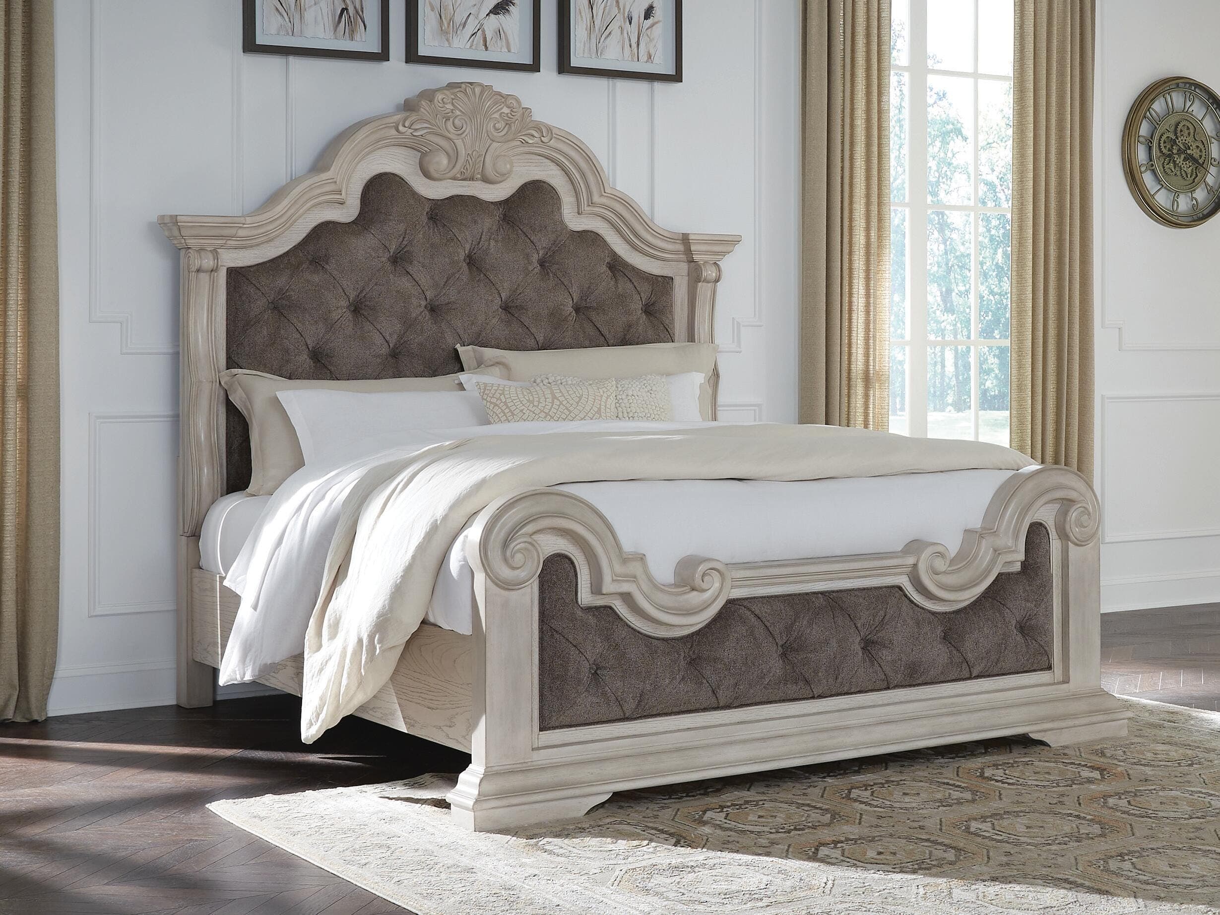 Andonhall King Upholstered Panel Bed — Antique White — view 2