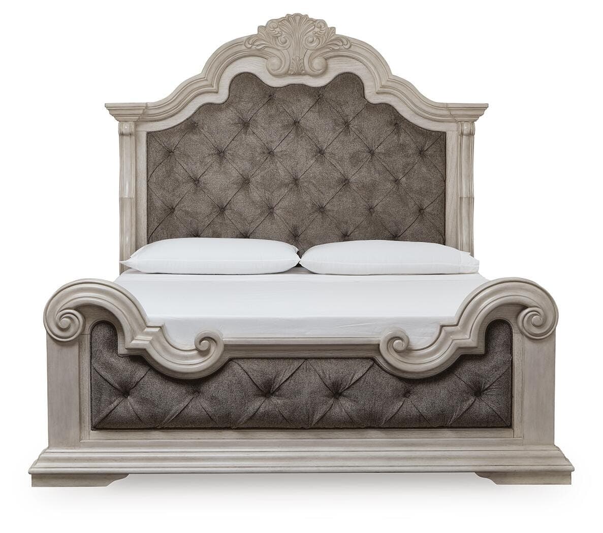 Andonhall King Upholstered Panel Bed — Antique White — view 4