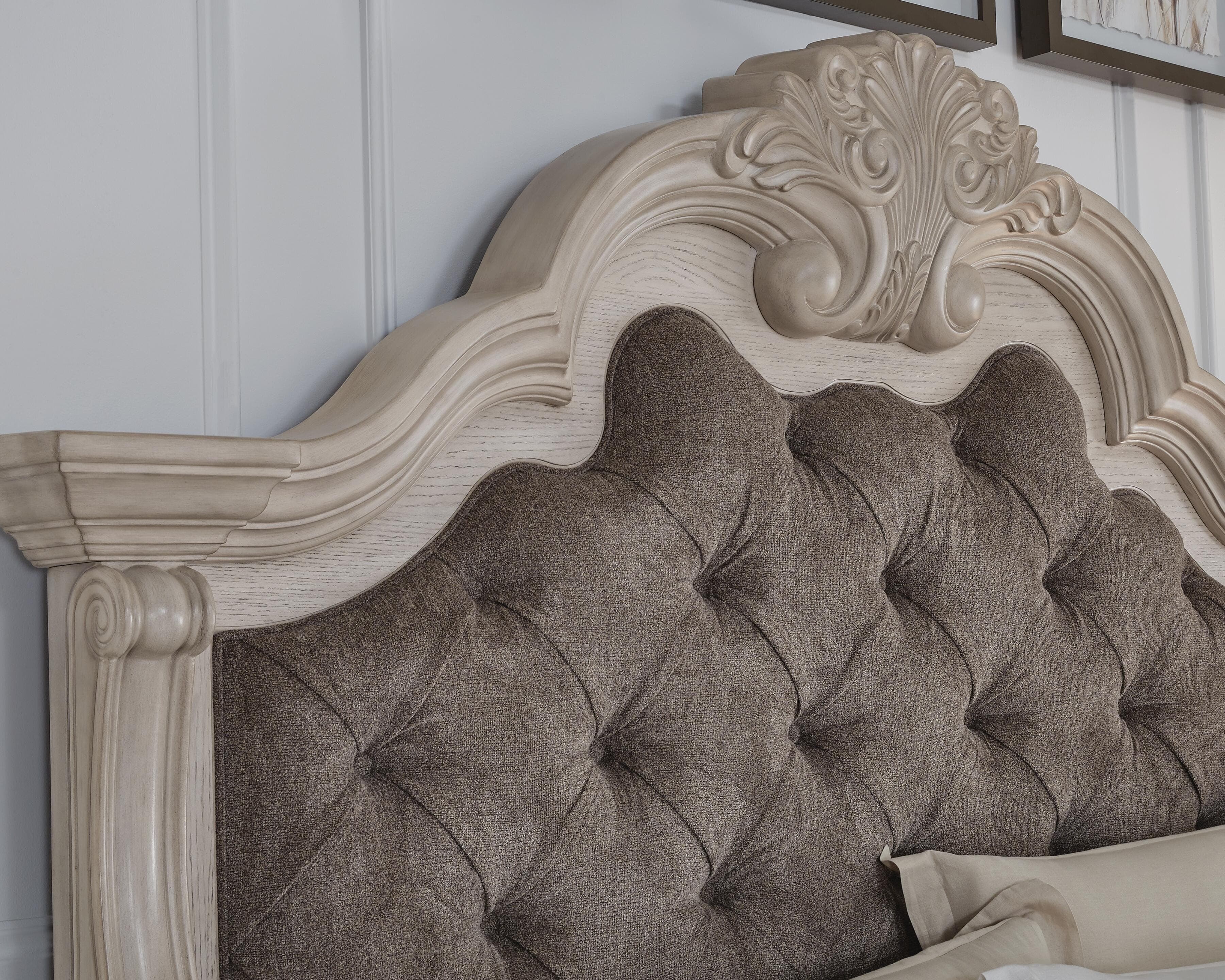 Andonhall King Upholstered Panel Bed — Antique White — view 6