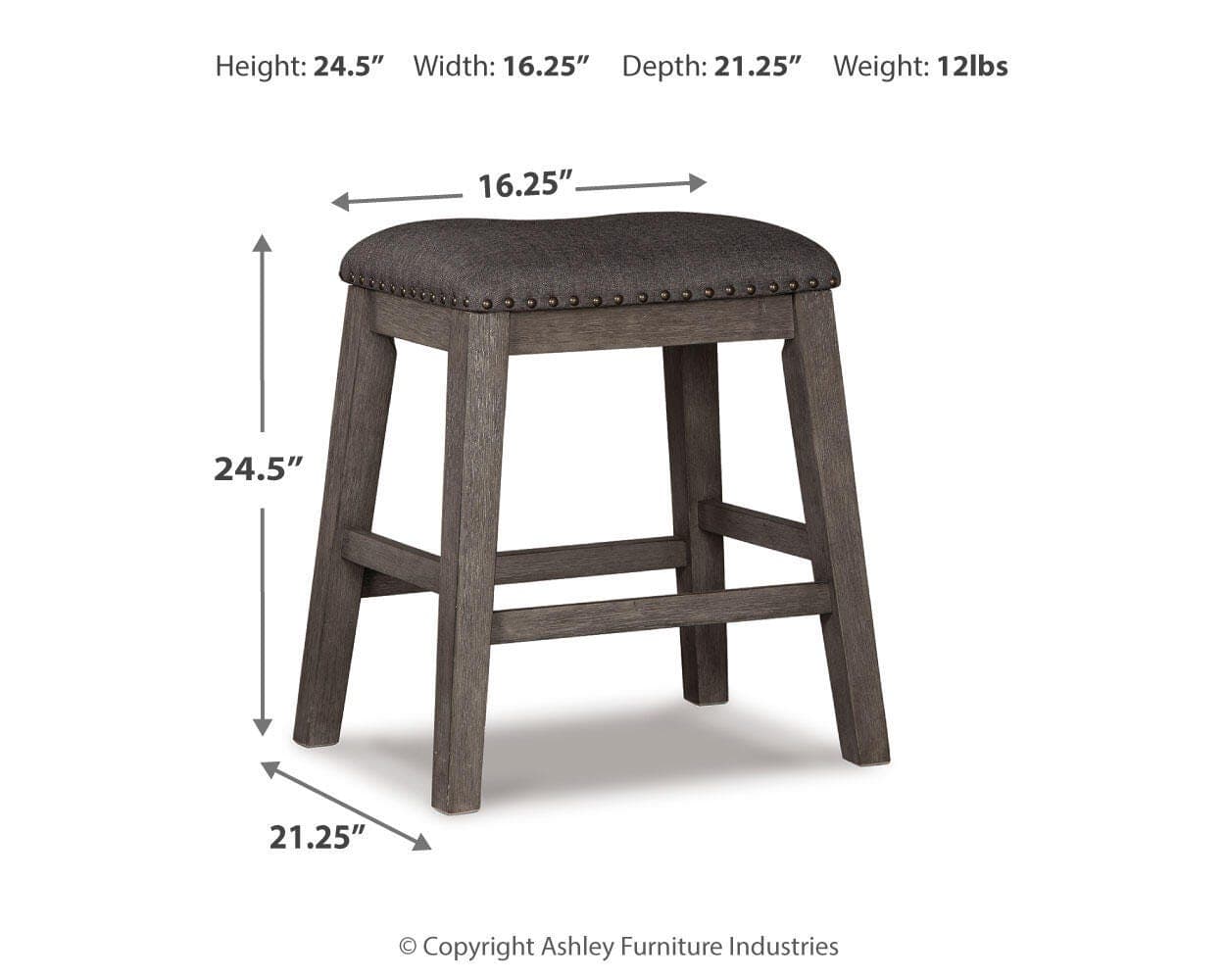 Caitbrook Counter Height Upholstered Bar Stool — Black/Gray — view 4