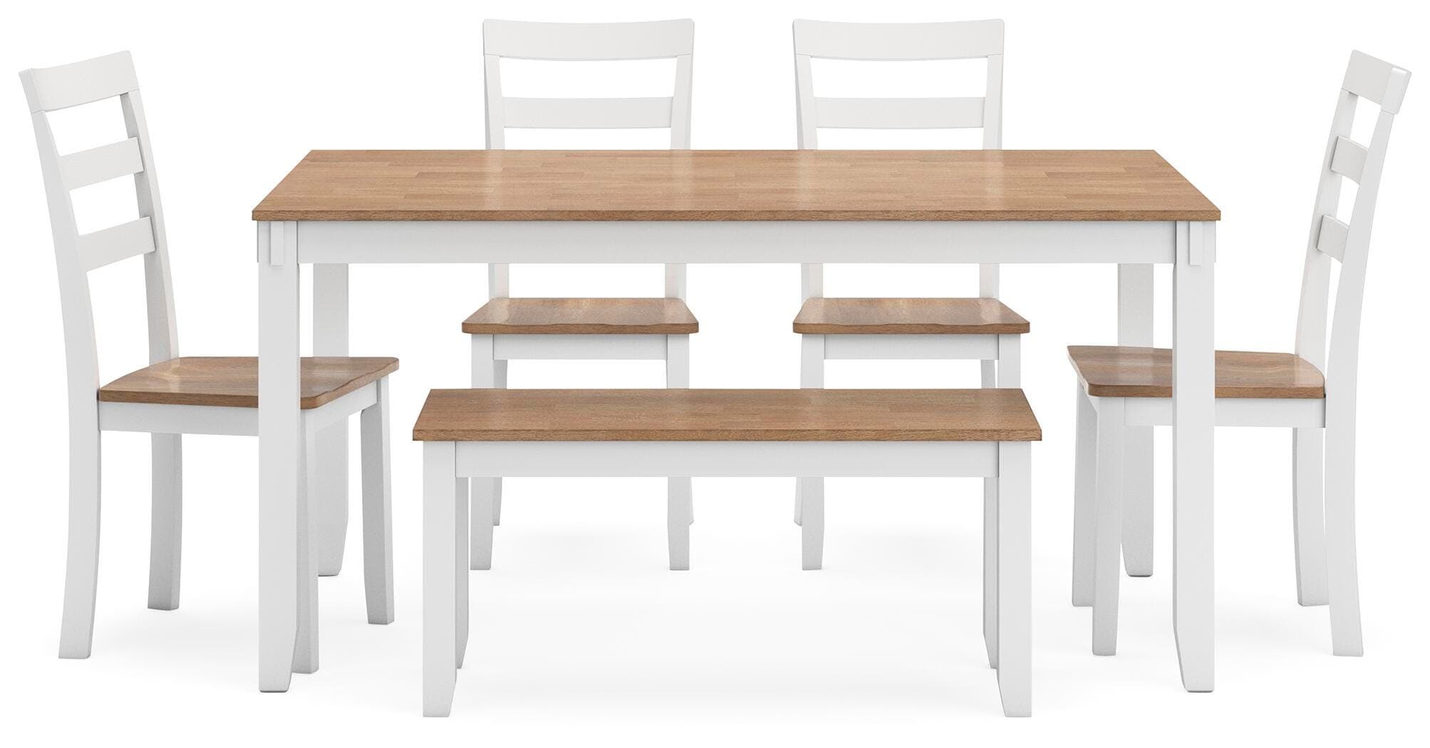 Gesthaven Dining Table with 4 Chairs and Bench (Set of 6) — White;Brown/Beige — view 7