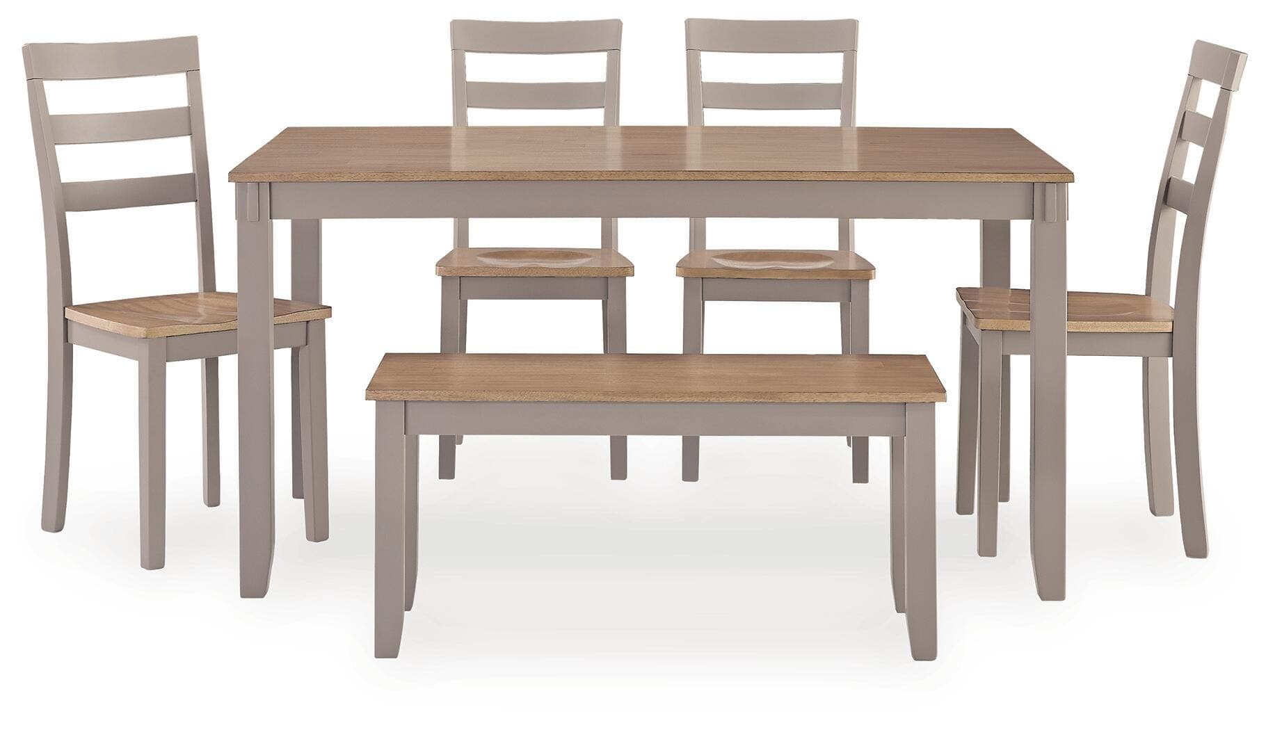 Gesthaven Dining Table and 4 Chairs and Bench (Set of 6) — Black/Gray;Brown/Beige — view 3