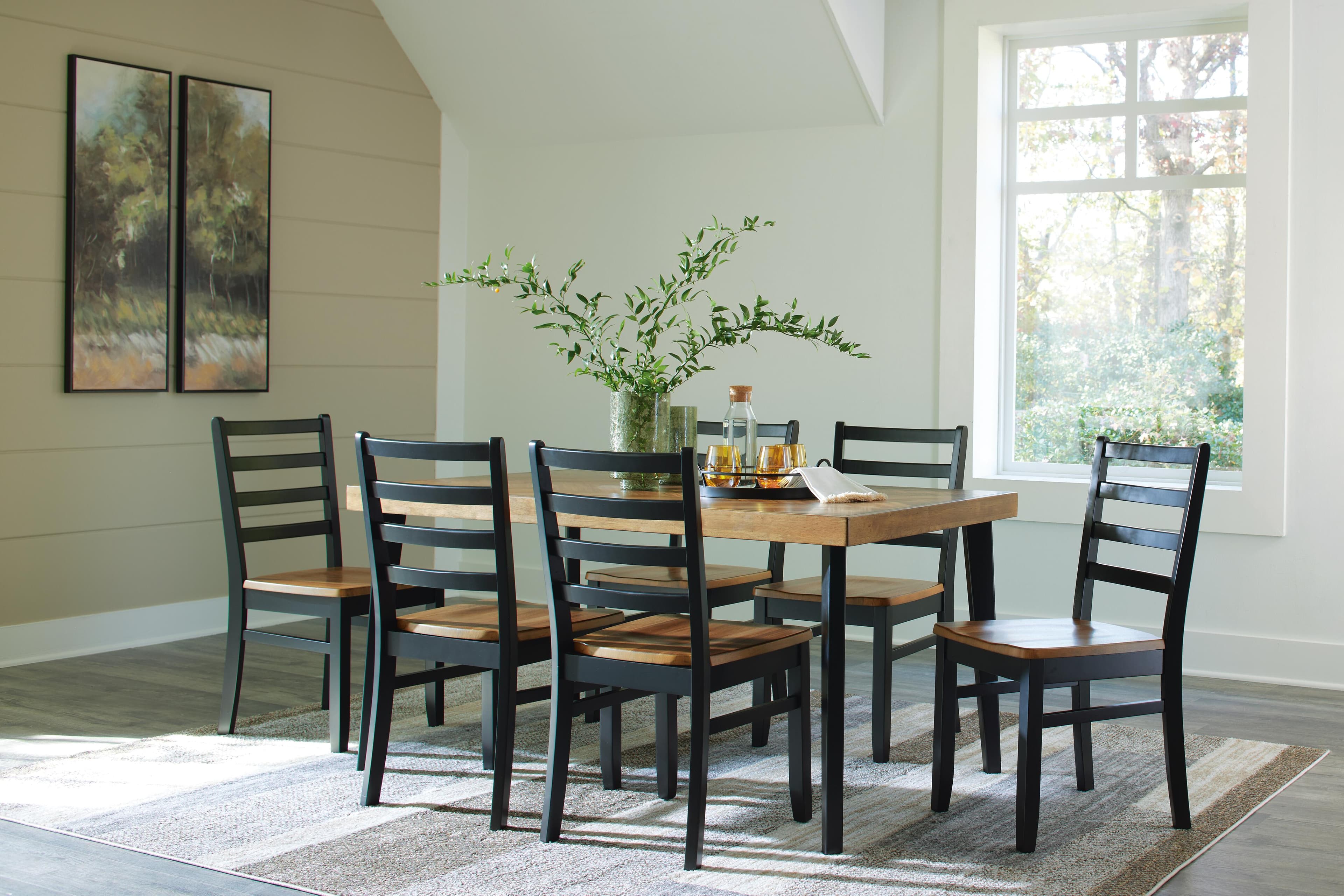 Blondon Dining Table and 6 Chairs (Set of 7) — Black/Gray;Brown/Beige — view 2
