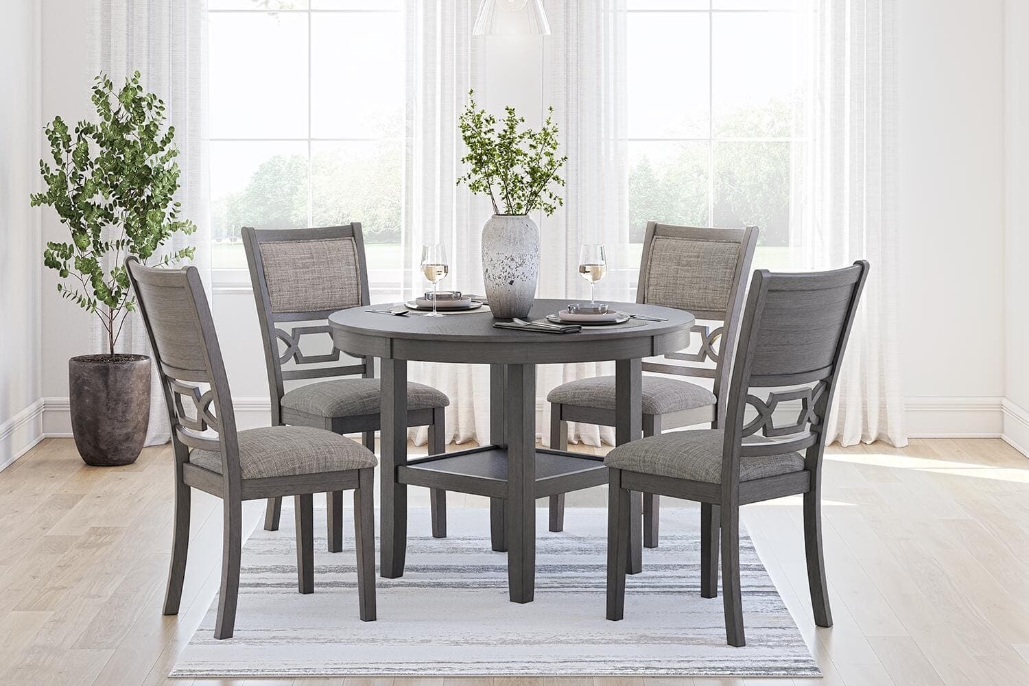 Wrenning Dining Table and 4 Chairs (Set of 5) — Black/Gray — view 2